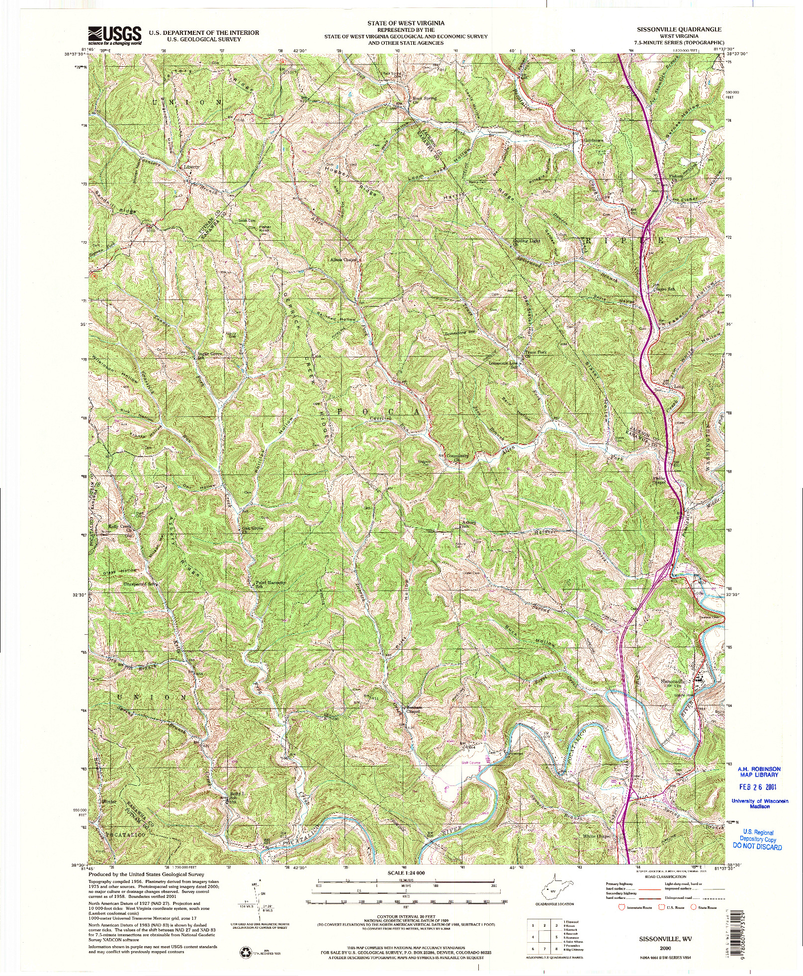 USGS 1:24000-SCALE QUADRANGLE FOR SISSONVILLE, WV 2000