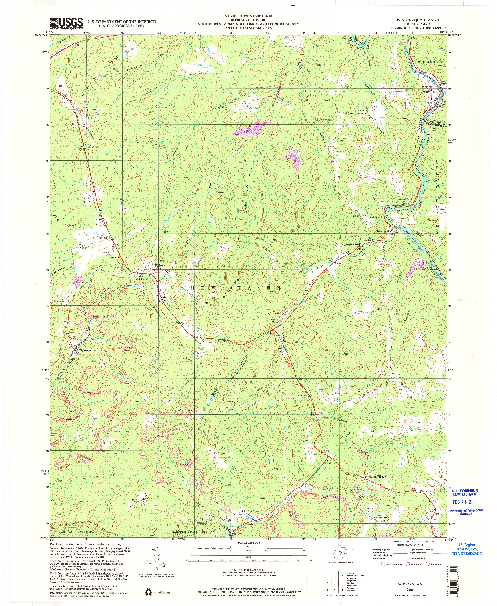 USGS 1:24000-SCALE QUADRANGLE FOR WINONA, WV 2000