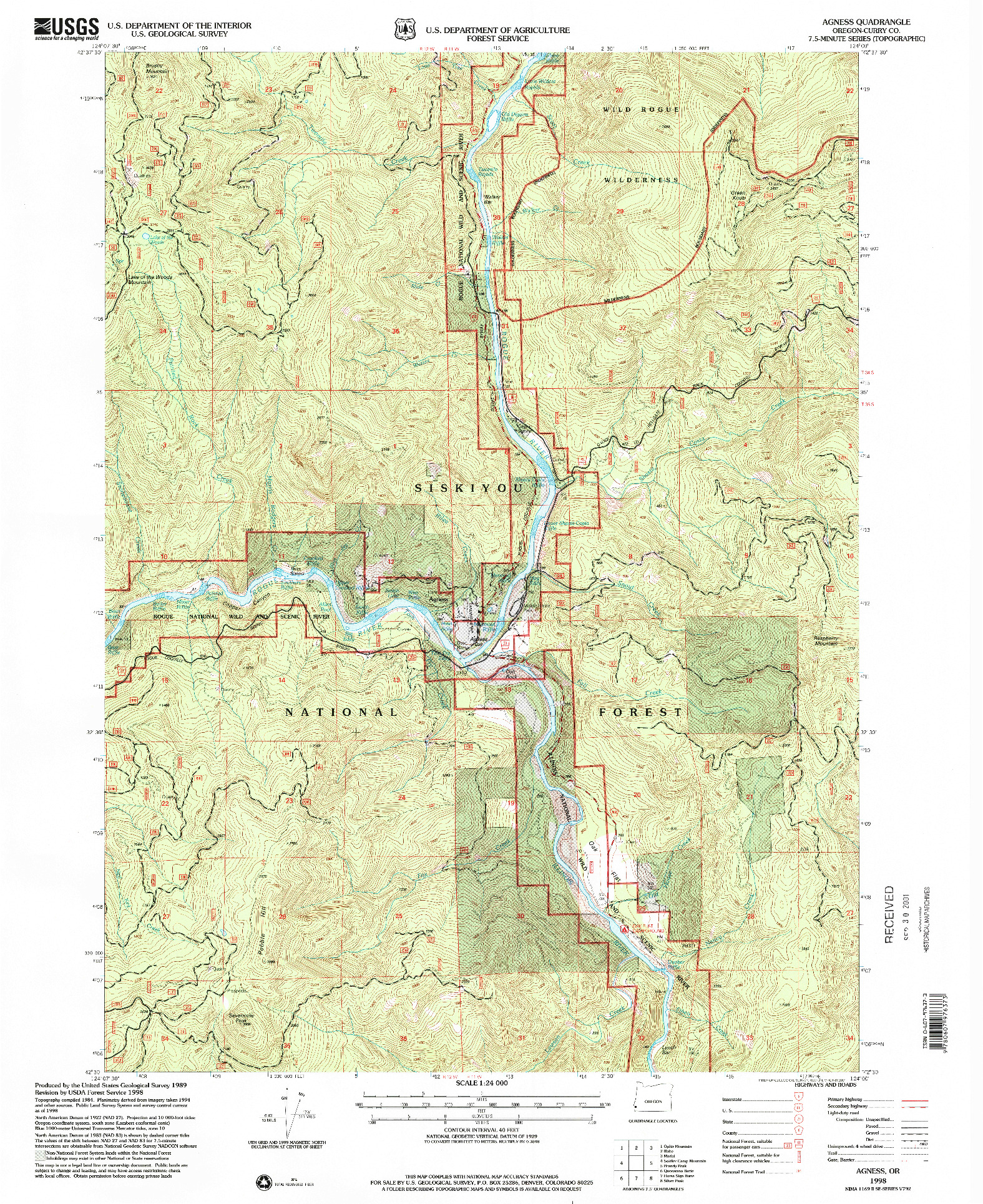 USGS 1:24000-SCALE QUADRANGLE FOR AGNESS, OR 1998