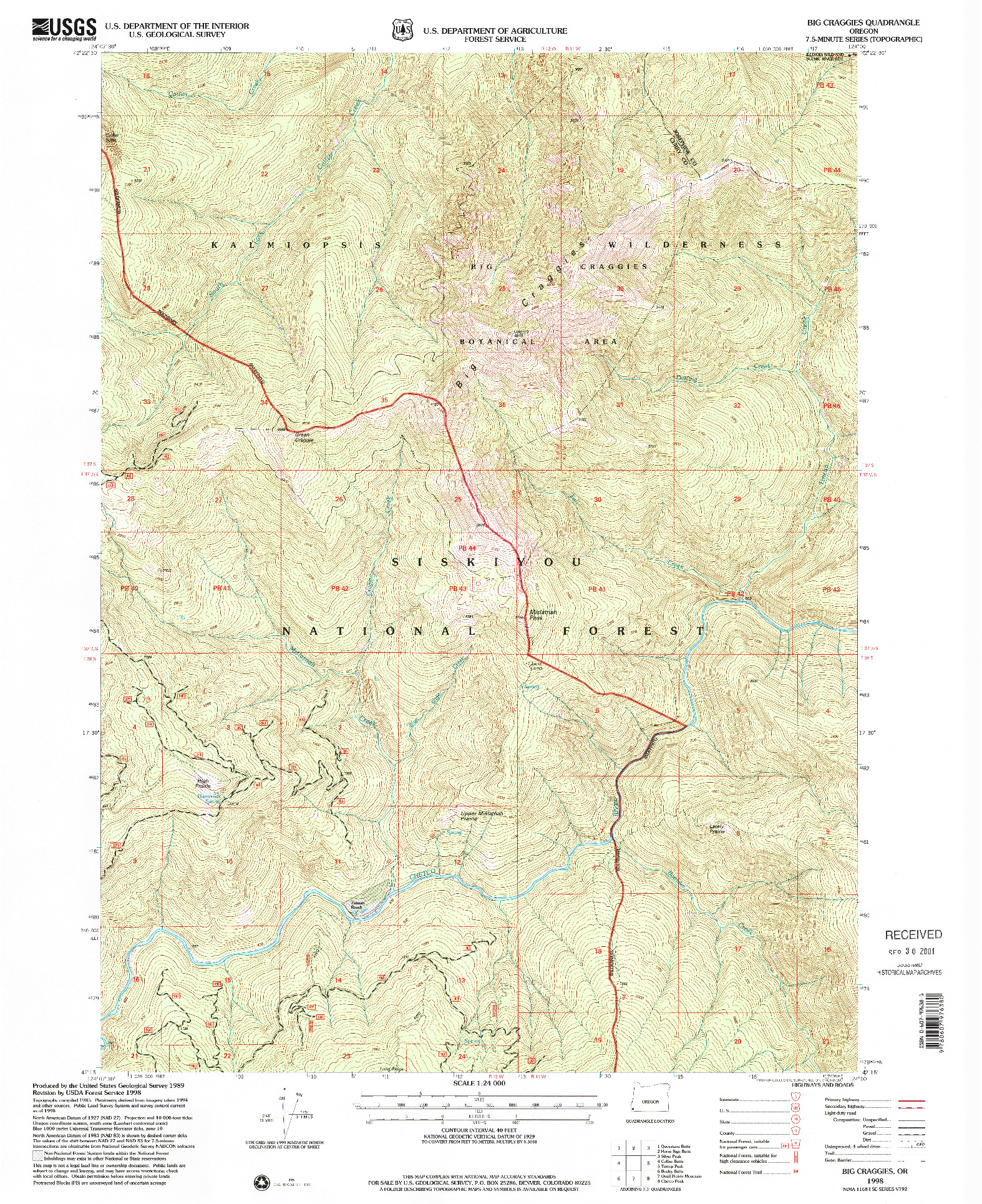 USGS 1:24000-SCALE QUADRANGLE FOR BIG CRAGGIES, OR 1998