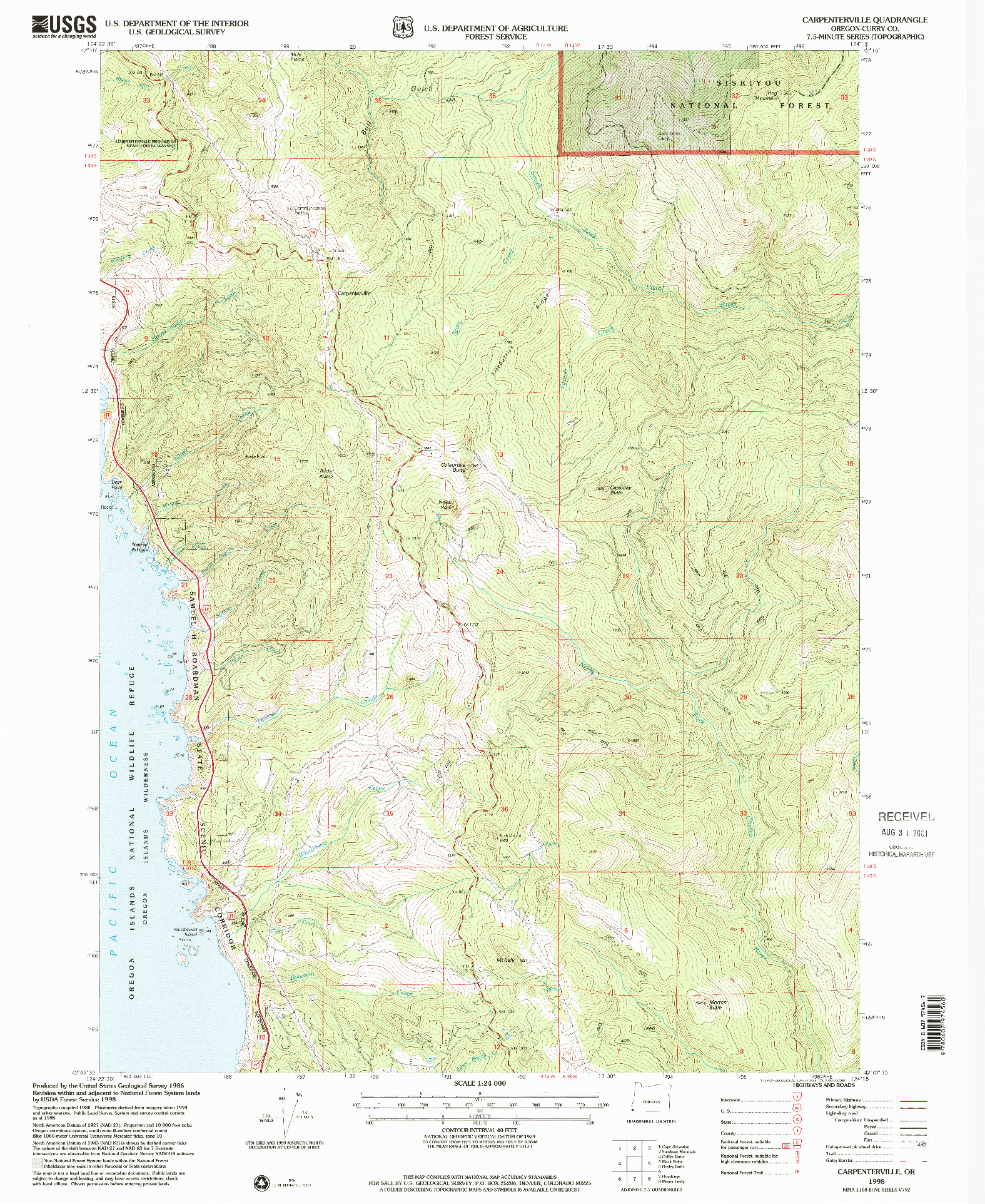 USGS 1:24000-SCALE QUADRANGLE FOR CARPENTERVILLE, OR 1998