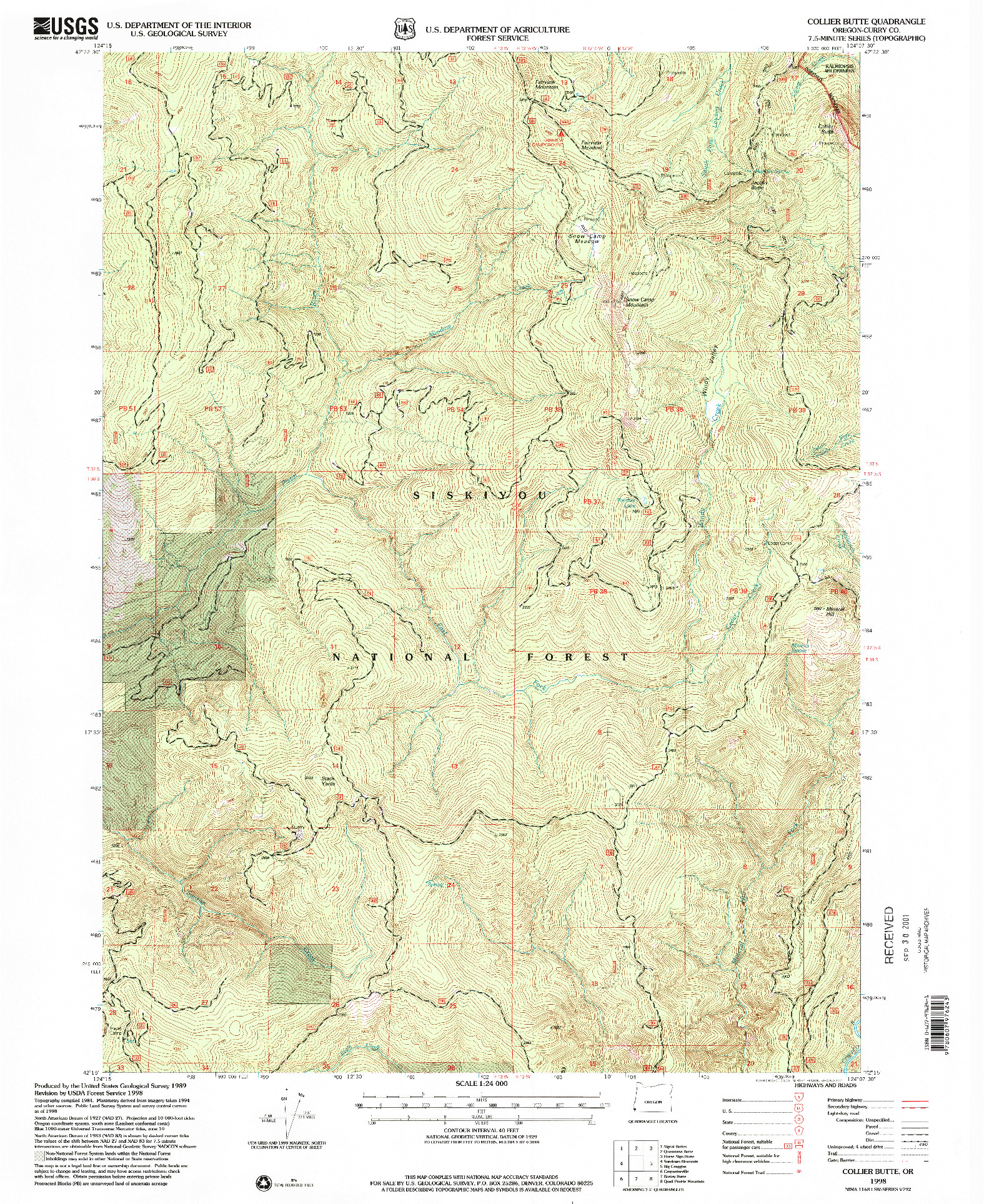 USGS 1:24000-SCALE QUADRANGLE FOR COLLIER BUTTE, OR 1998
