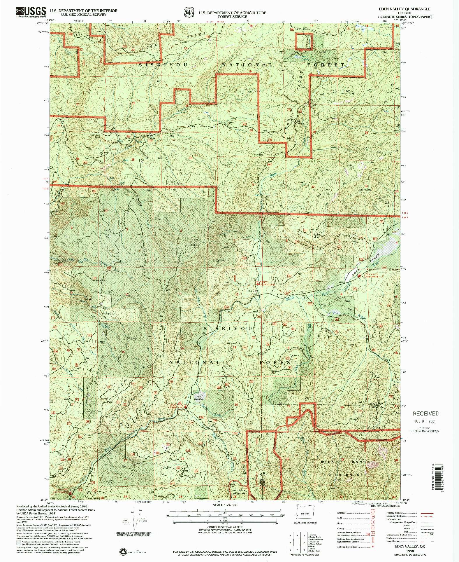 USGS 1:24000-SCALE QUADRANGLE FOR EDEN VALLEY, OR 1998