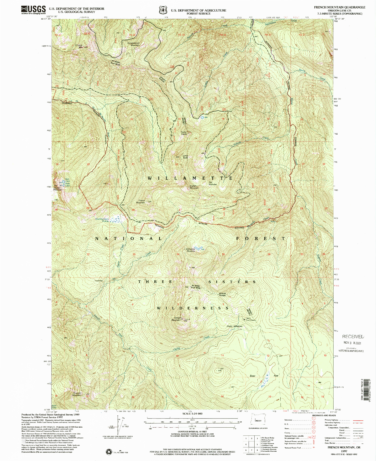 USGS 1:24000-SCALE QUADRANGLE FOR FRENCH MOUNTAIN, OR 1997