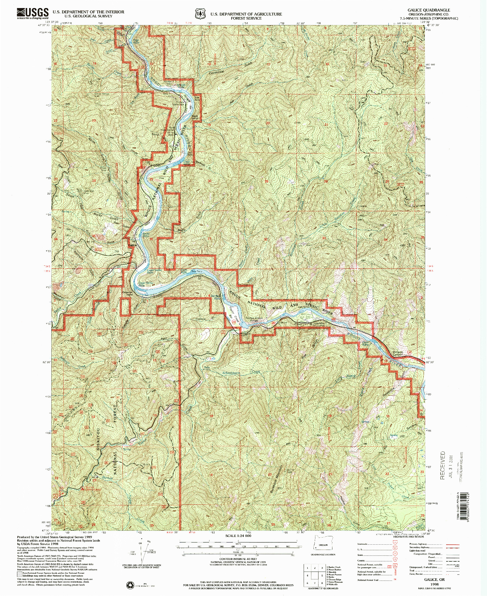 USGS 1:24000-SCALE QUADRANGLE FOR GALICE, OR 1998