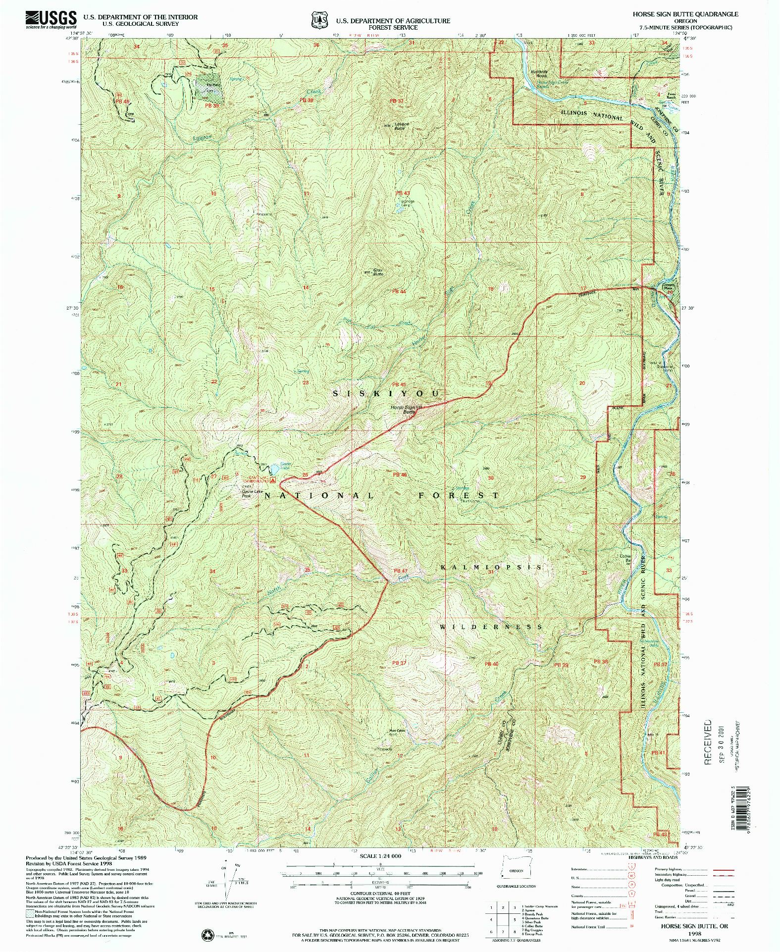 USGS 1:24000-SCALE QUADRANGLE FOR HORSE SIGN BUTTE, OR 1998