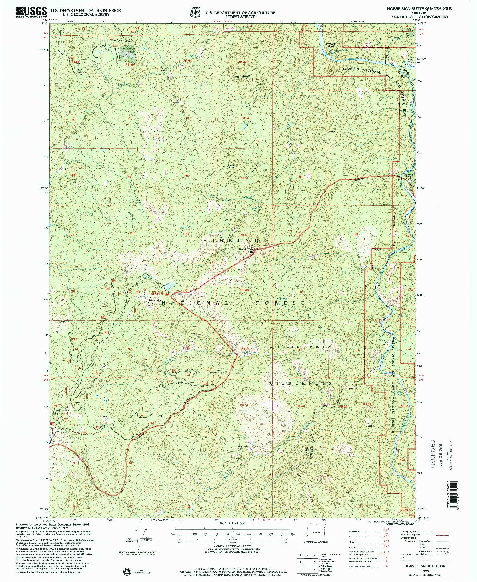 USGS 1:24000-SCALE QUADRANGLE FOR HORSE SIGN BUTTE, OR 1998