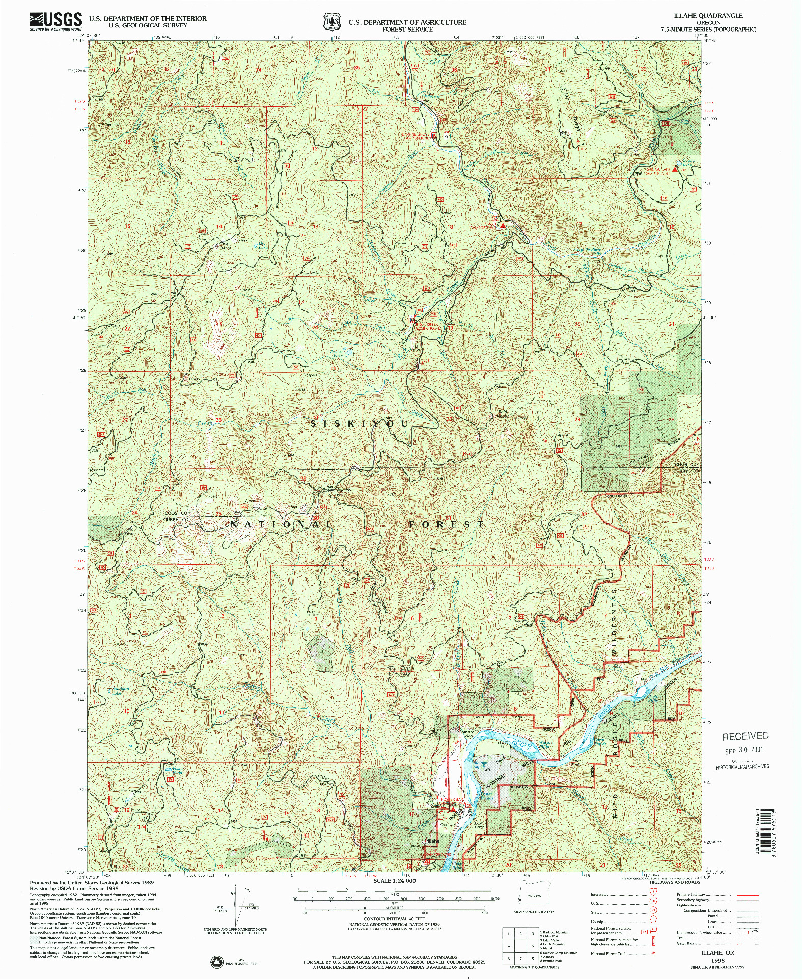 USGS 1:24000-SCALE QUADRANGLE FOR ILLAHE, OR 1998