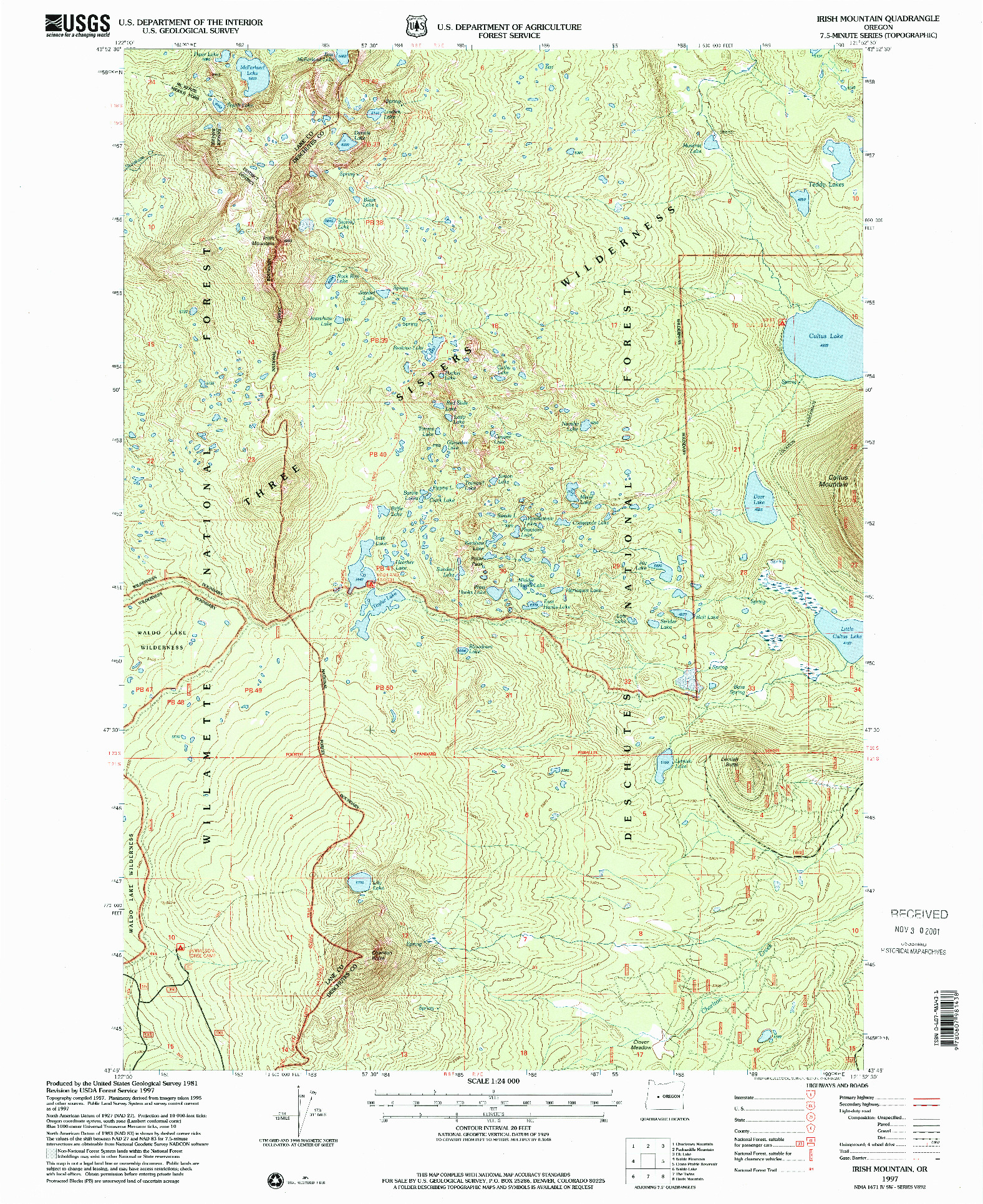 USGS 1:24000-SCALE QUADRANGLE FOR IRISH MOUNTAIN, OR 1997