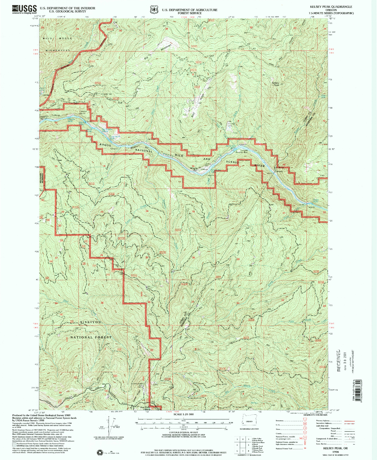USGS 1:24000-SCALE QUADRANGLE FOR KELSEY PEAK, OR 1998