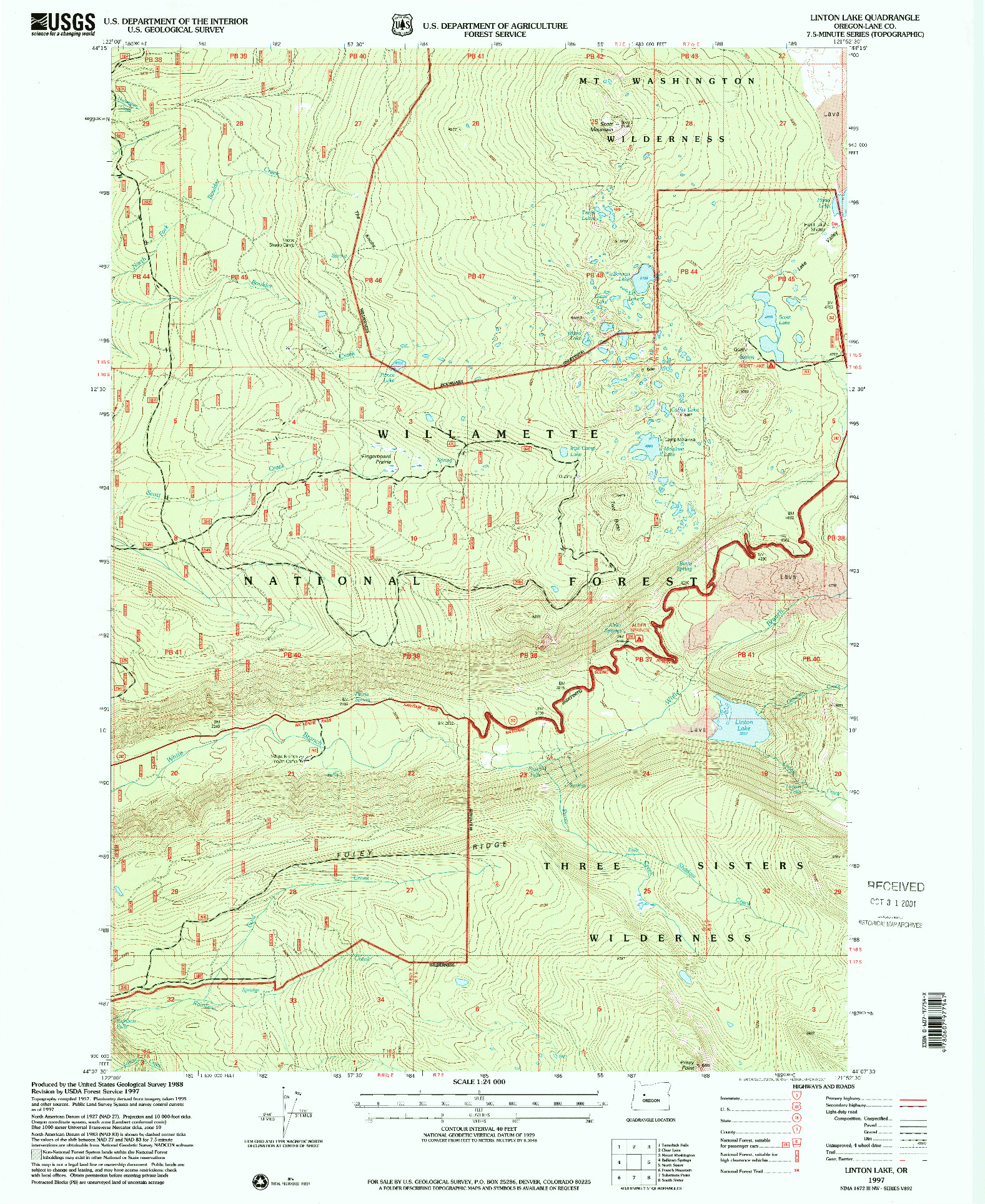 USGS 1:24000-SCALE QUADRANGLE FOR LINTON LAKE, OR 1997