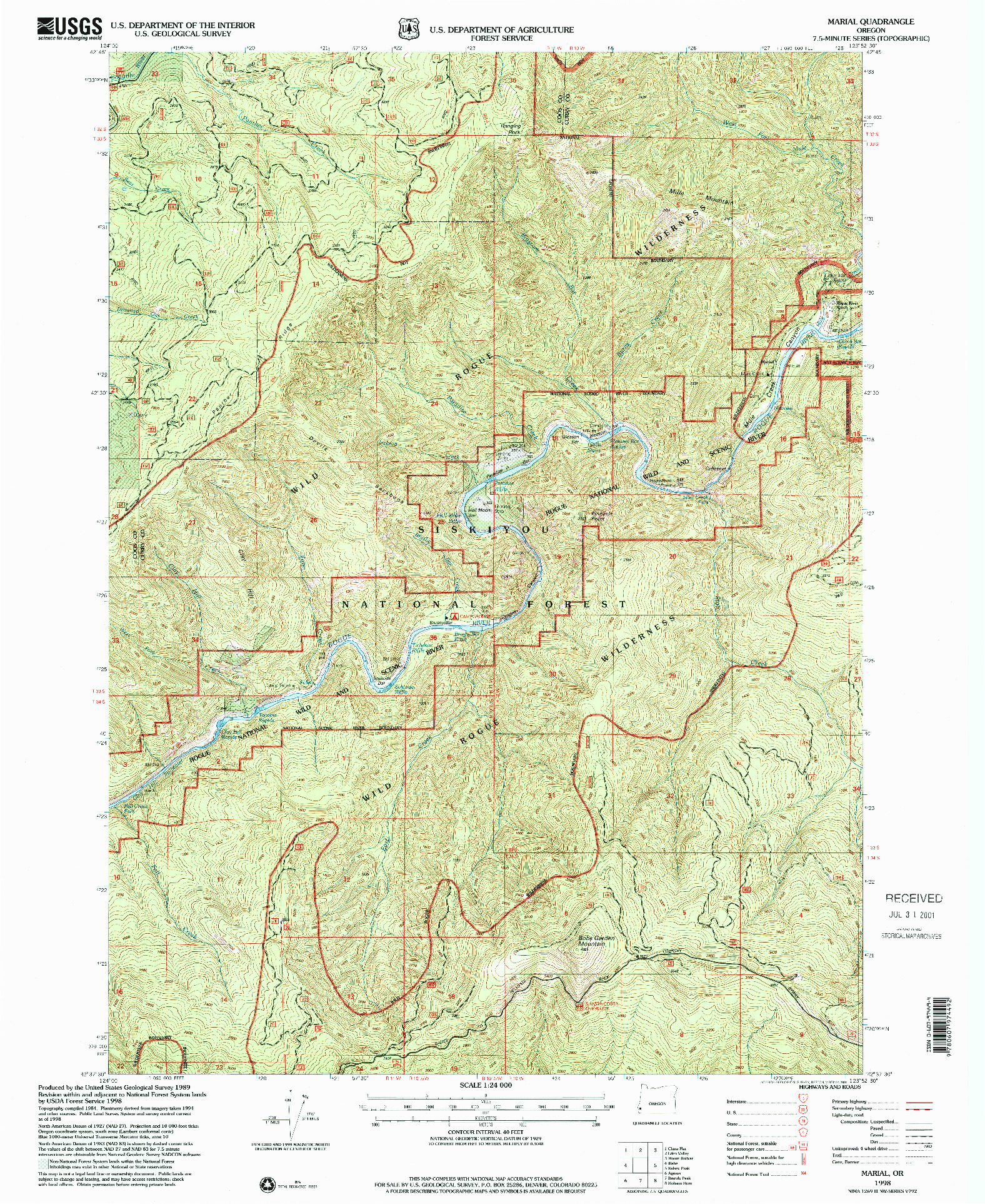 USGS 1:24000-SCALE QUADRANGLE FOR MARIAL, OR 1998