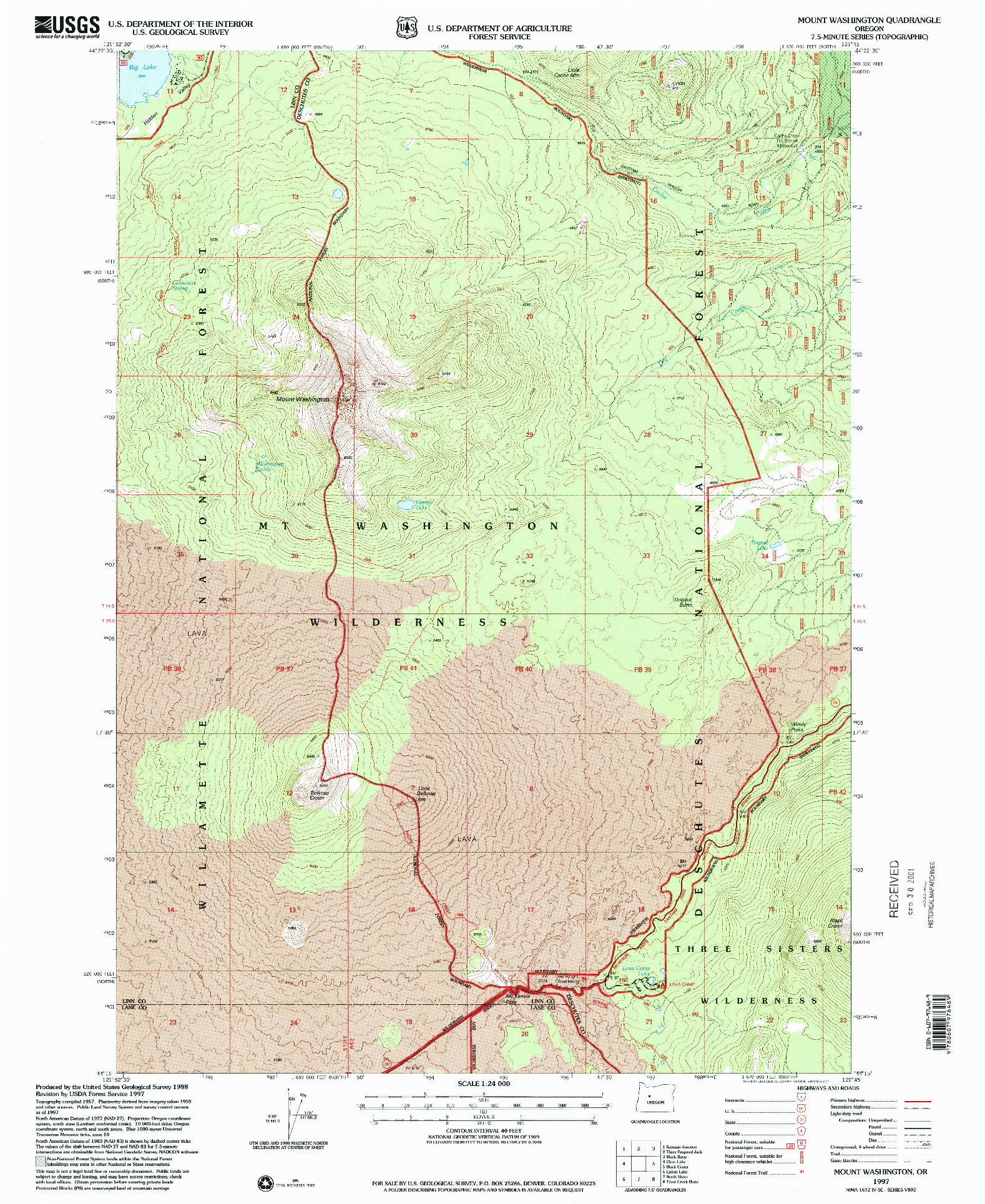 USGS 1:24000-SCALE QUADRANGLE FOR MOUNT WASHINGTON, OR 1997