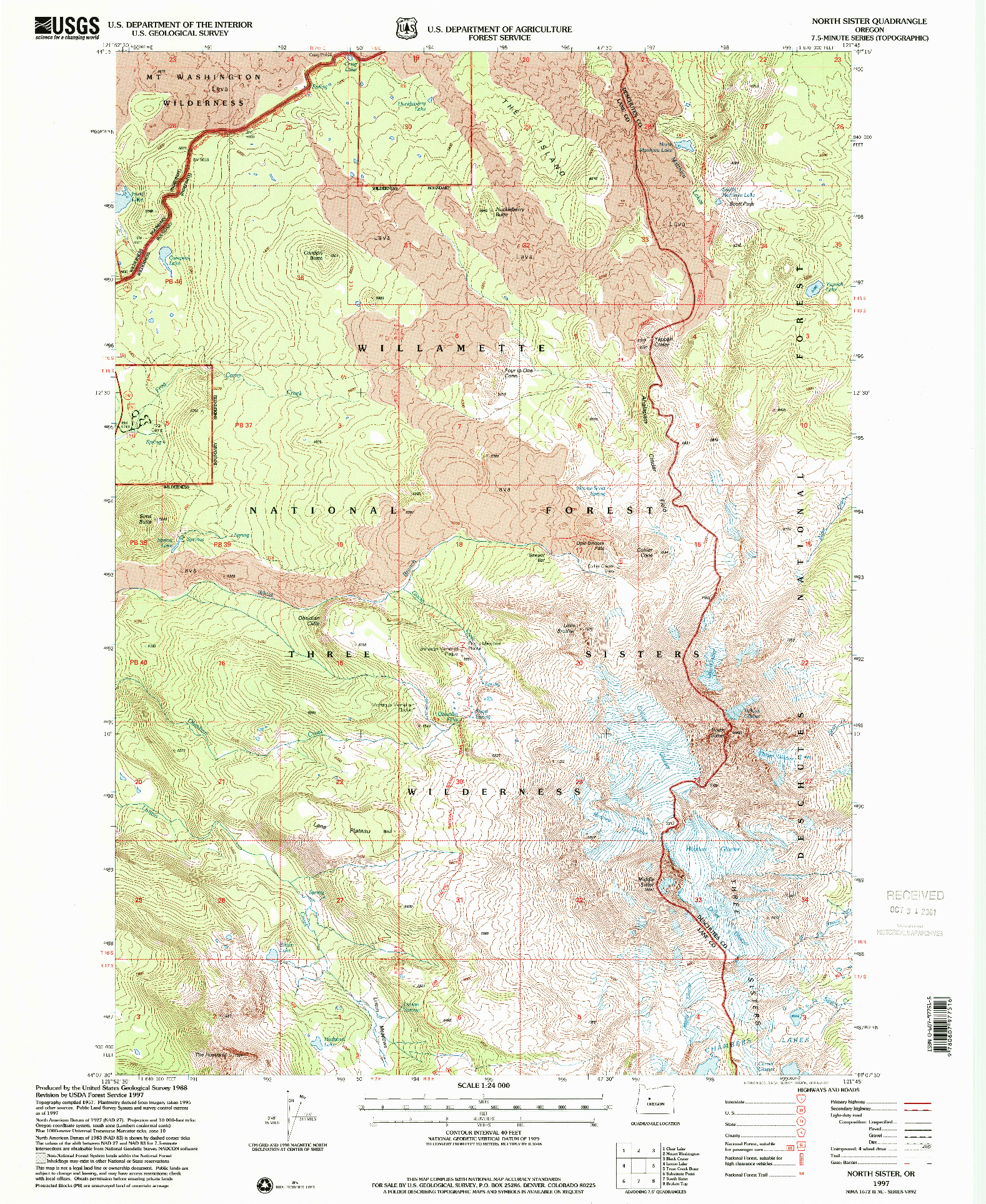 USGS 1:24000-SCALE QUADRANGLE FOR NORTH SISTER, OR 1997