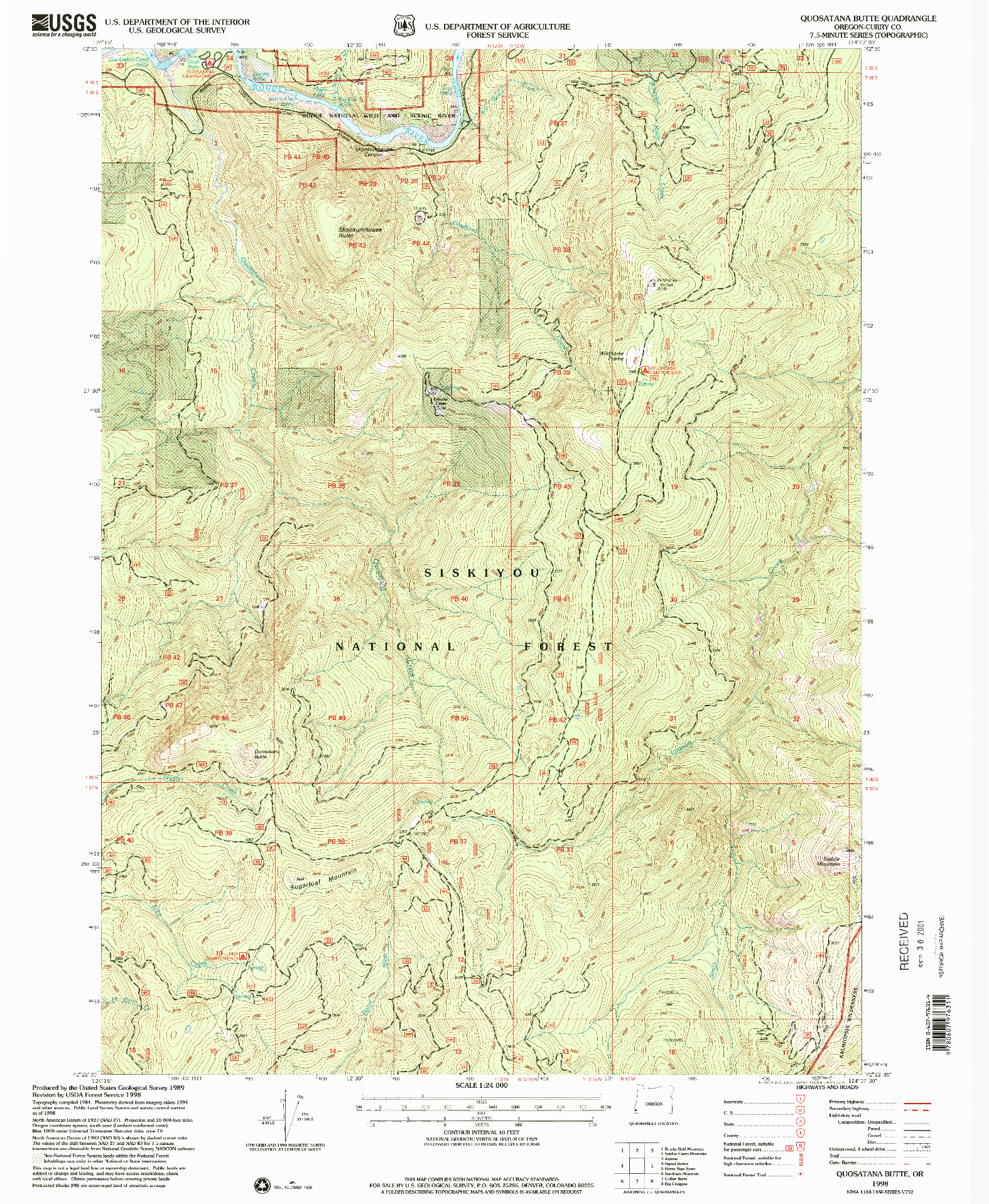 USGS 1:24000-SCALE QUADRANGLE FOR QUOSATANA BUTTE, OR 1998