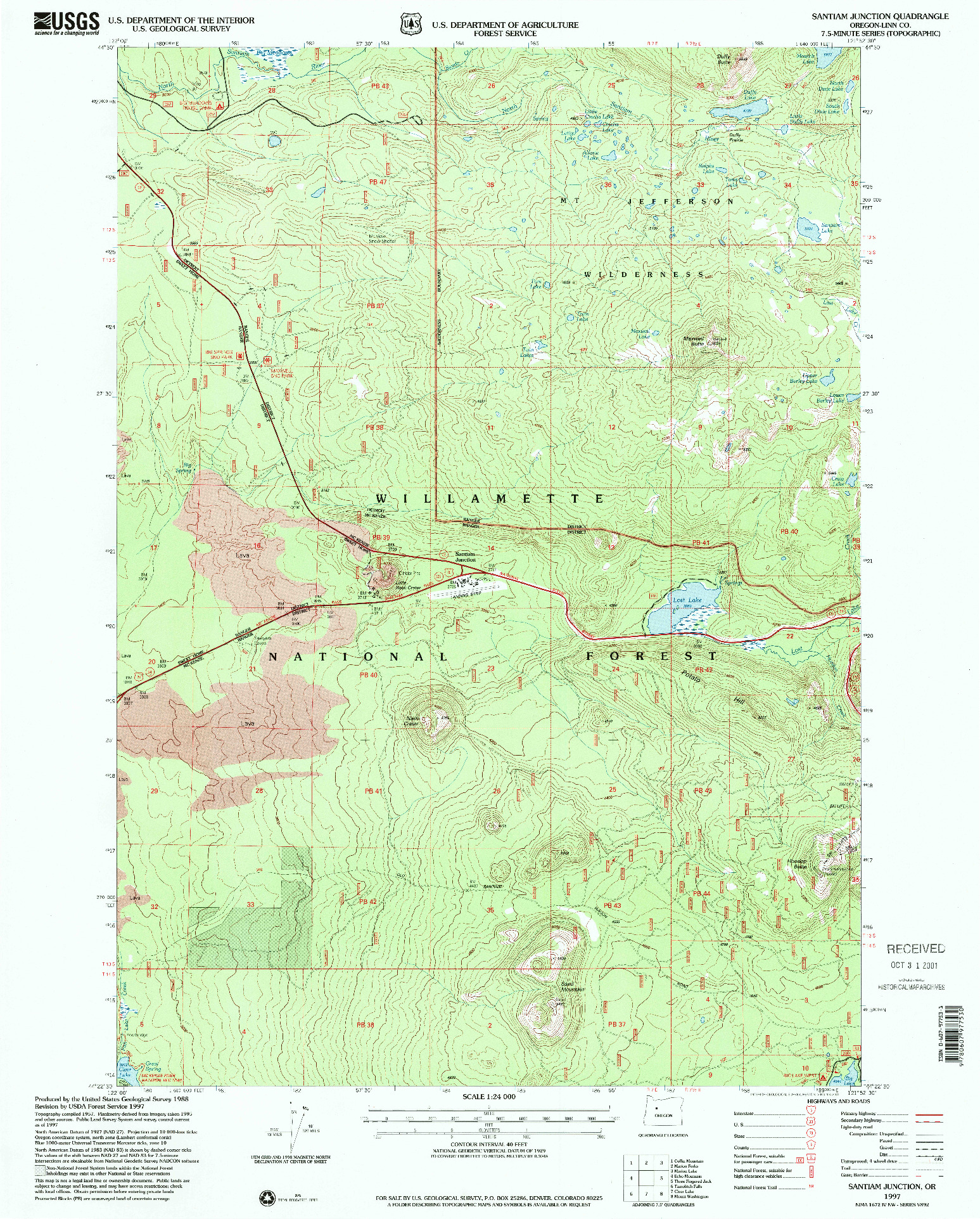 USGS 1:24000-SCALE QUADRANGLE FOR SANTIAM JUNCTION, OR 1997