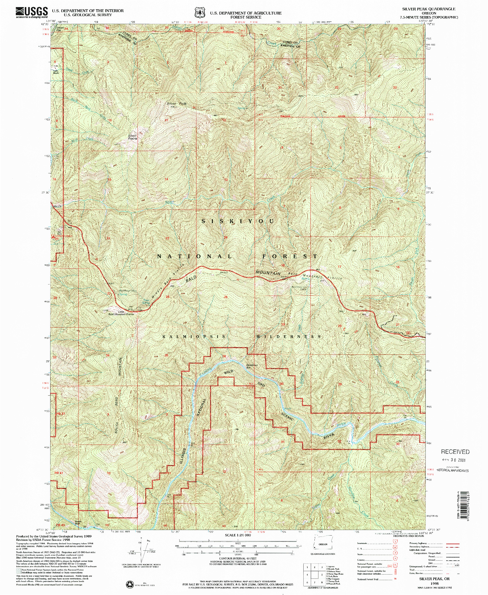 USGS 1:24000-SCALE QUADRANGLE FOR SILVER PEAK, OR 1998