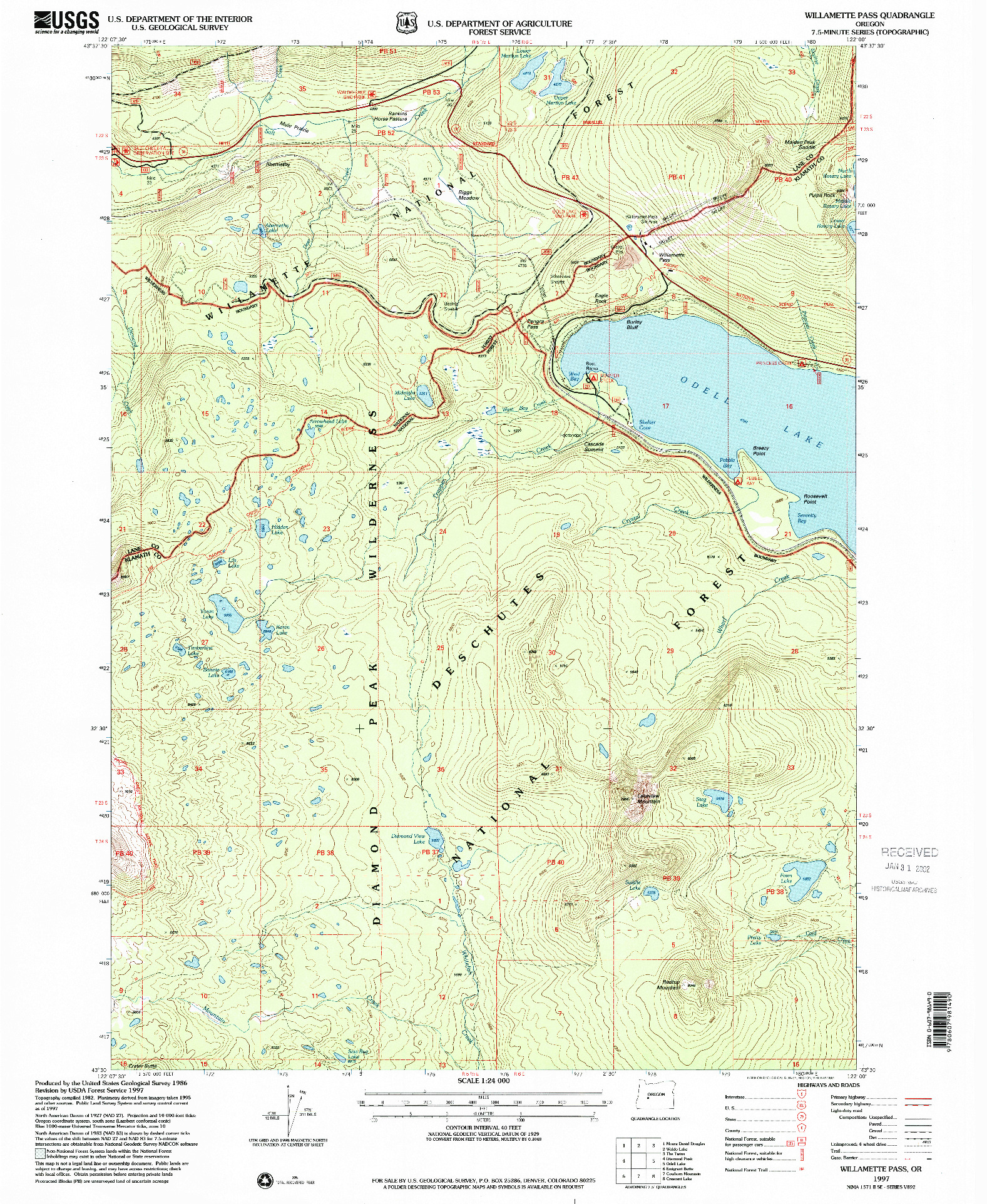 USGS 1:24000-SCALE QUADRANGLE FOR WILLAMETTE PASS, OR 1997