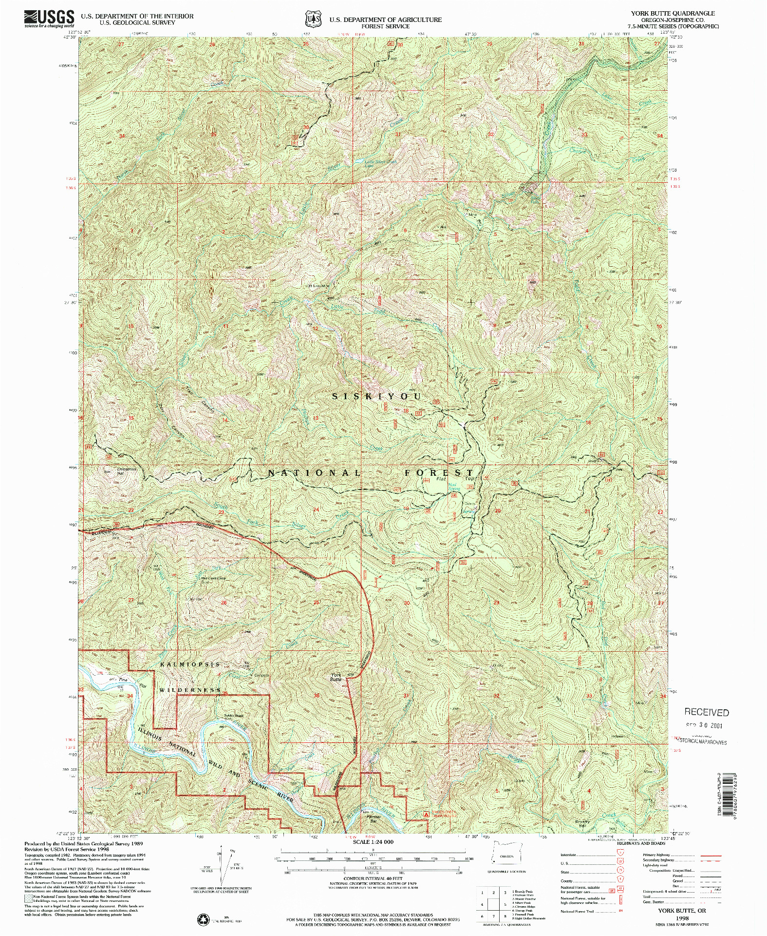 USGS 1:24000-SCALE QUADRANGLE FOR YORK BUTTE, OR 1998