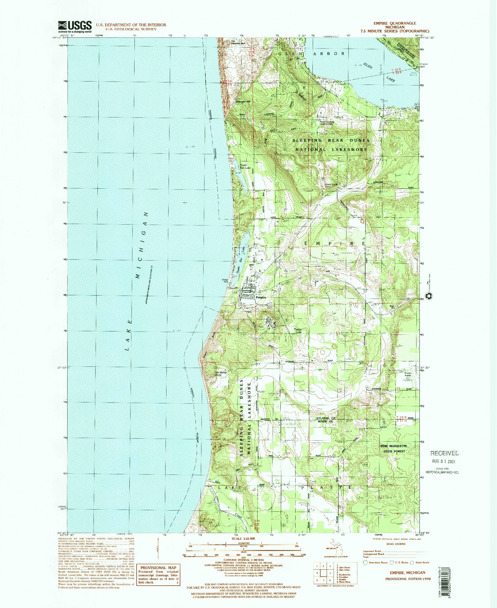 USGS 1:24000-SCALE QUADRANGLE FOR EMPIRE, MI 1998