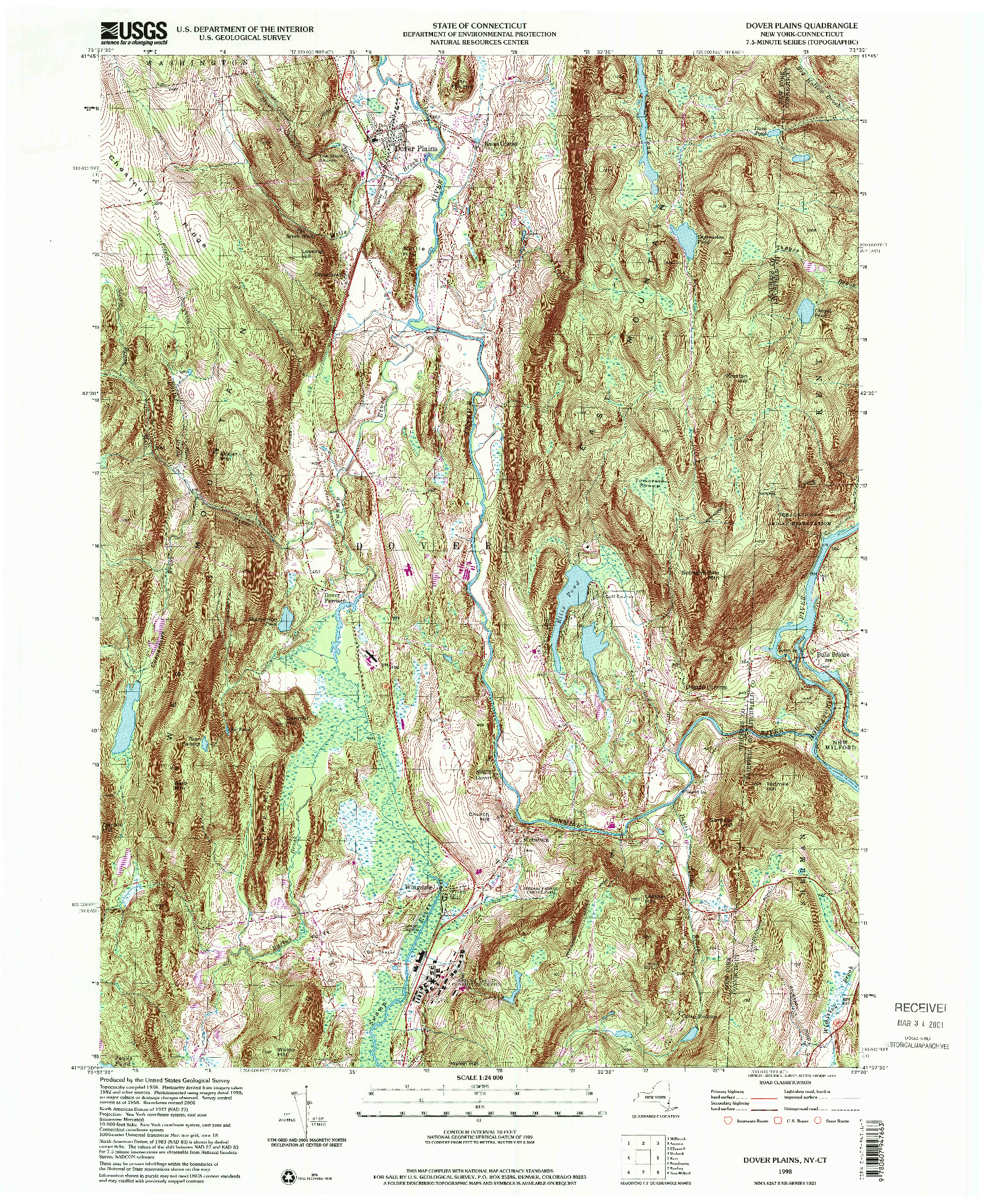 USGS 1:24000-SCALE QUADRANGLE FOR DOVER PLAINS, NY 1998