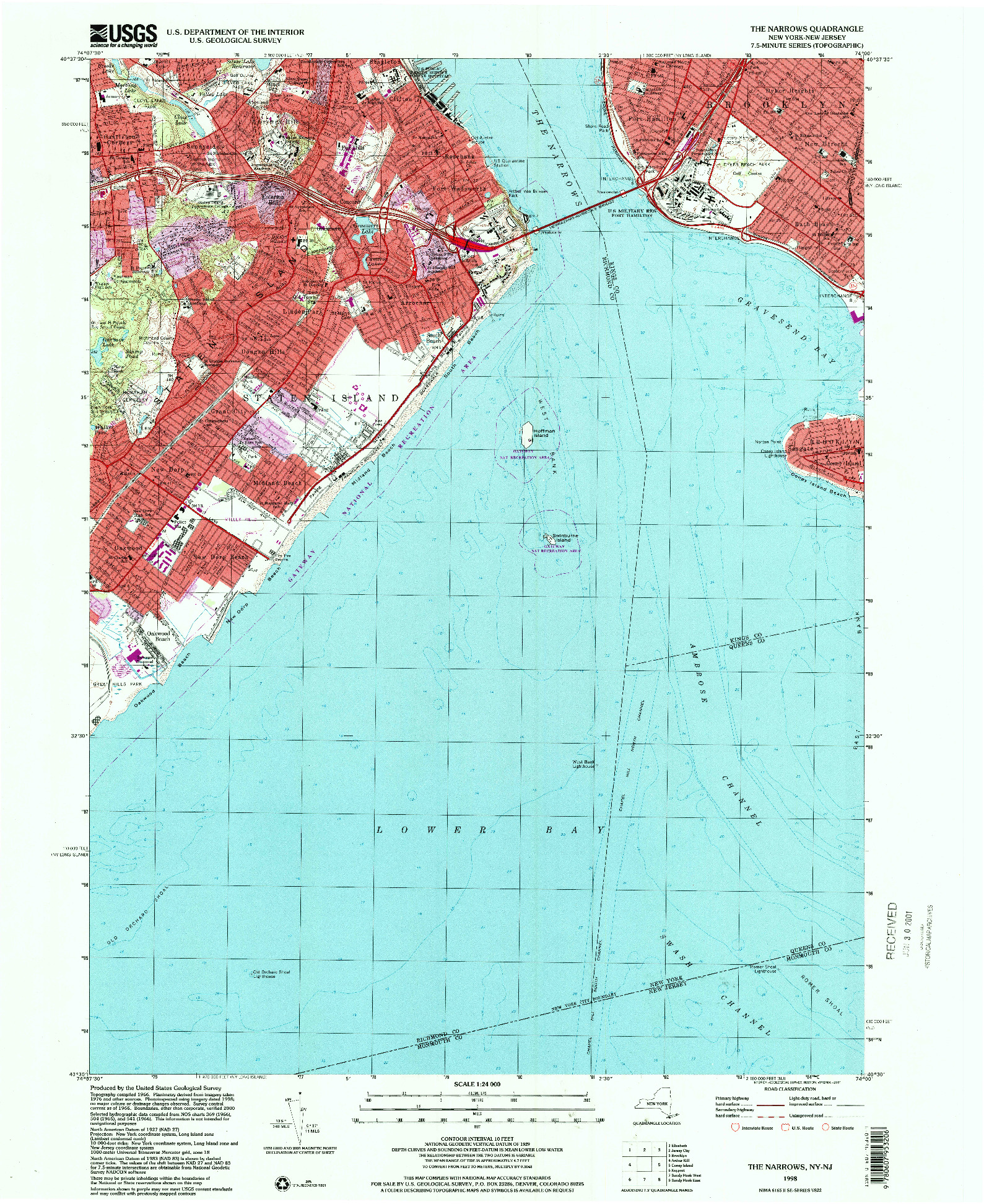 USGS 1:24000-SCALE QUADRANGLE FOR THE NARROWS, NY 1998