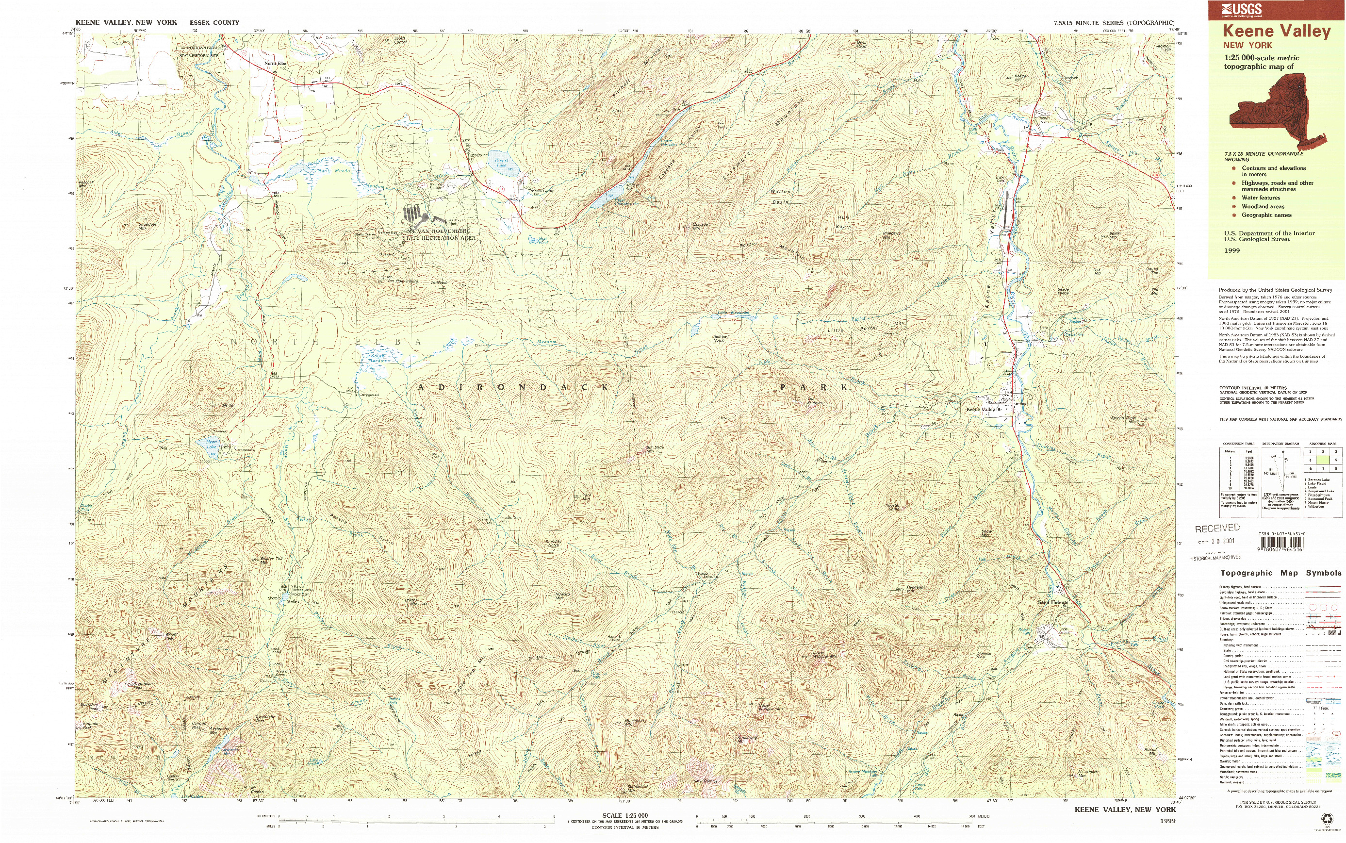 USGS 1:25000-SCALE QUADRANGLE FOR KEENE VALLEY, NY 1999