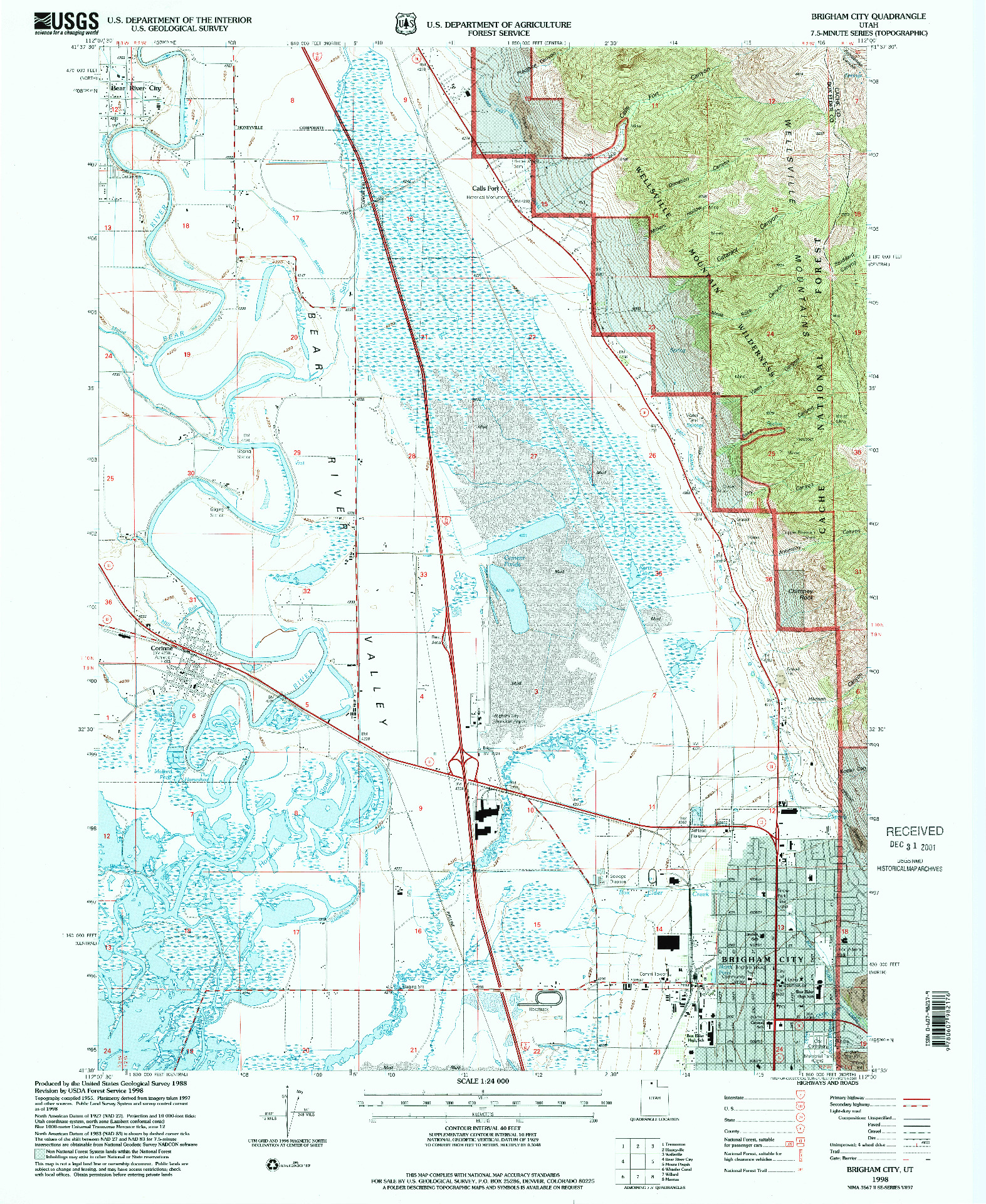 USGS 1:24000-SCALE QUADRANGLE FOR BRIGHAM CITY, UT 1998