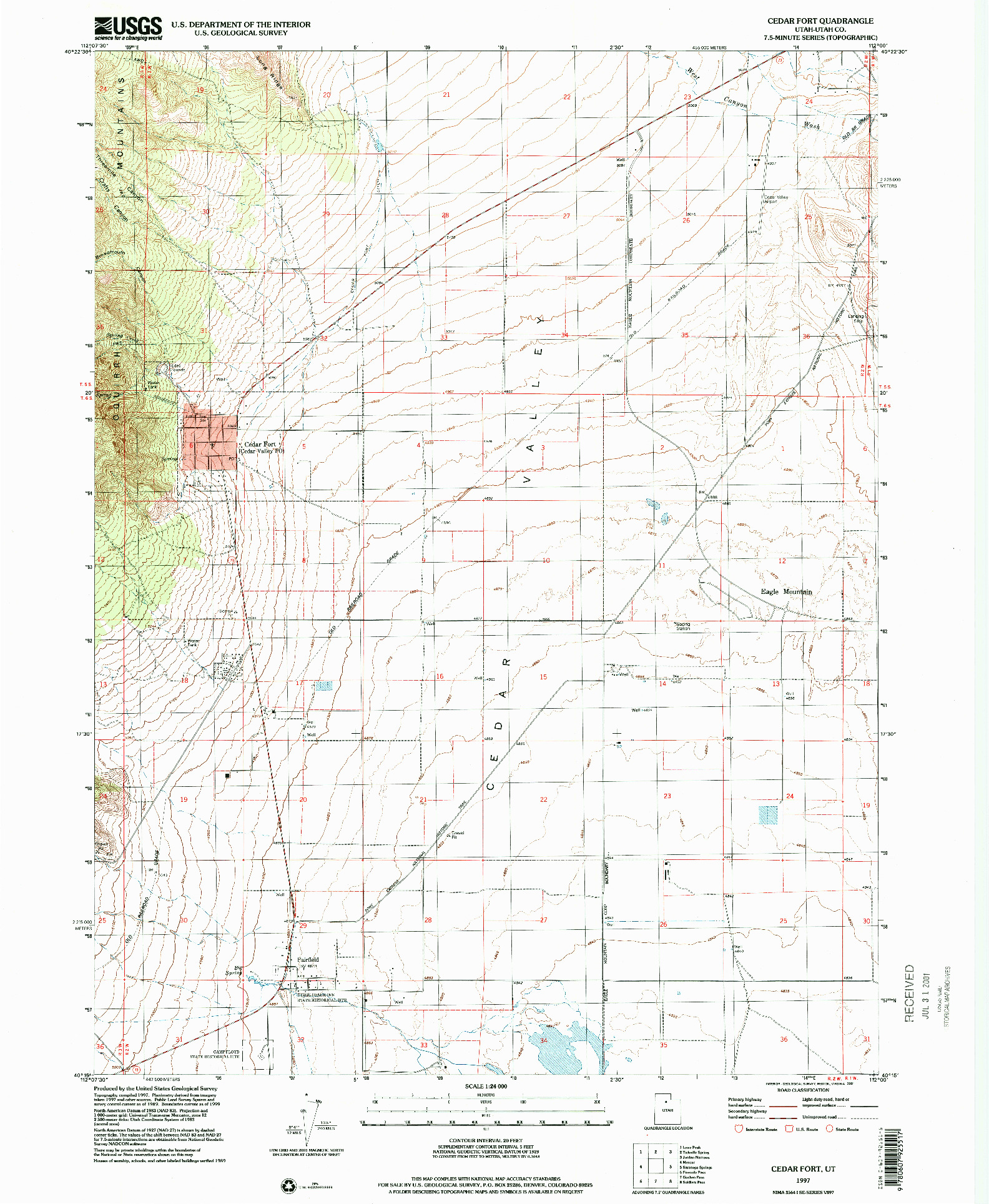 USGS 1:24000-SCALE QUADRANGLE FOR CEDAR FORT, UT 1997