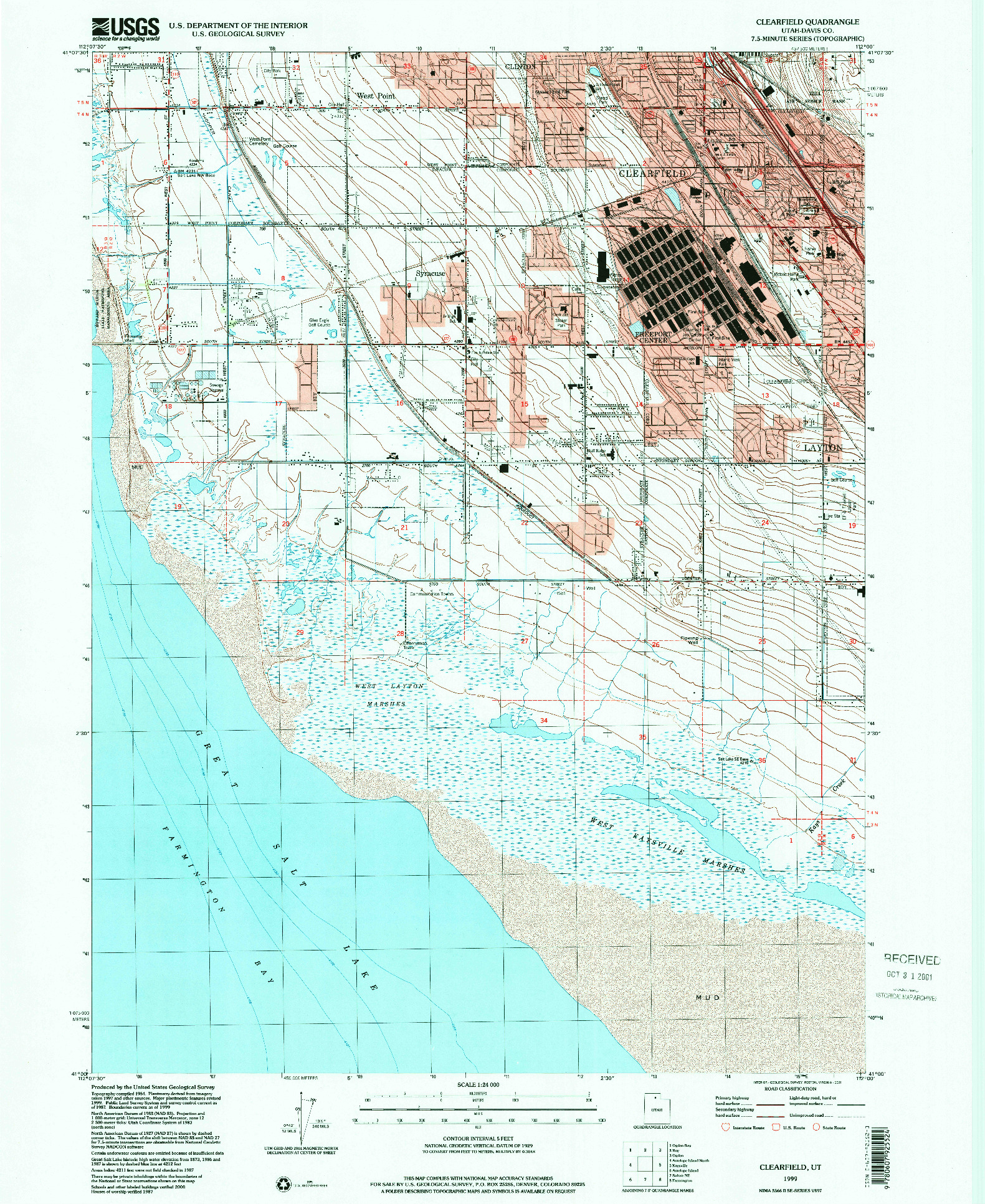 USGS 1:24000-SCALE QUADRANGLE FOR CLEARFIELD, UT 1999
