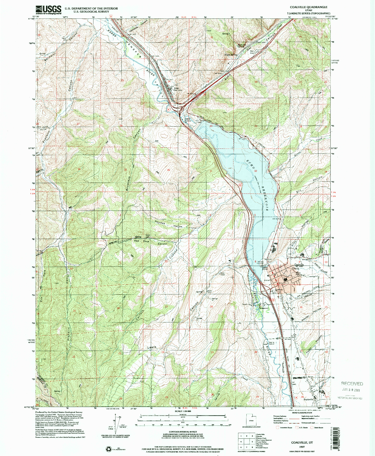 USGS 1:24000-SCALE QUADRANGLE FOR COALVILLE, UT 1997