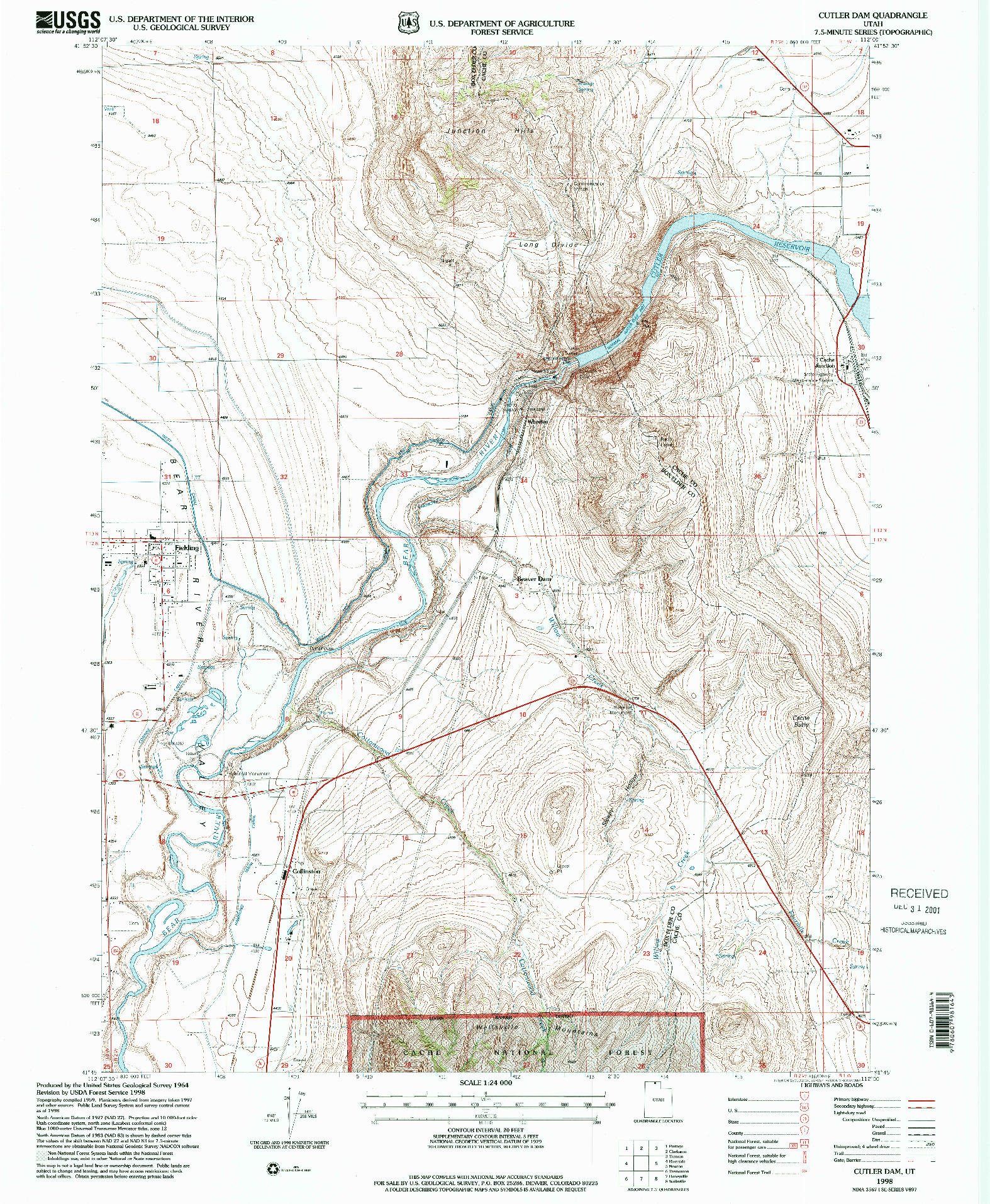 USGS 1:24000-SCALE QUADRANGLE FOR CUTLER DAM, UT 1998