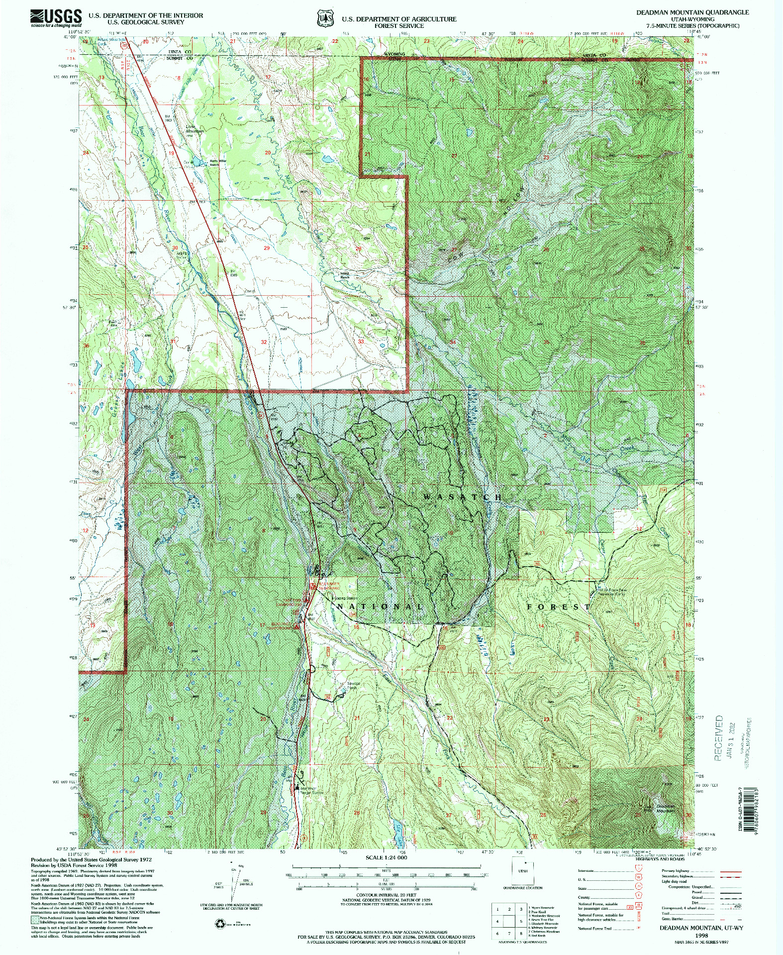 USGS 1:24000-SCALE QUADRANGLE FOR DEADMAN MOUNTAIN, UT 1998