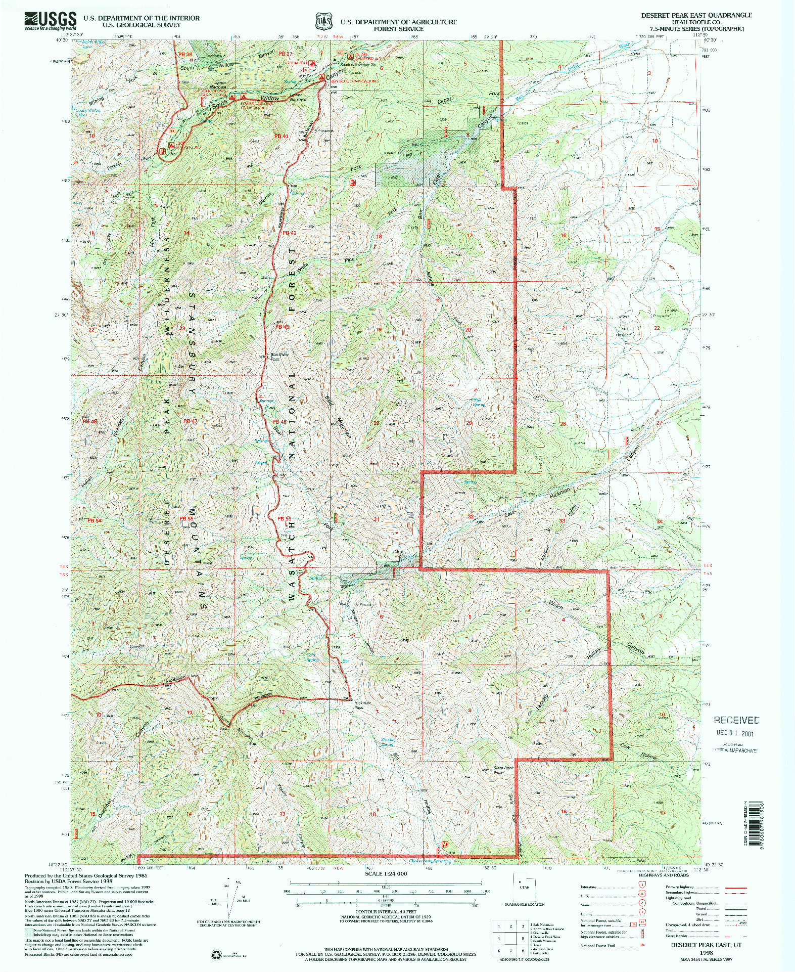 USGS 1:24000-SCALE QUADRANGLE FOR DESERET PEAK EAST, UT 1998