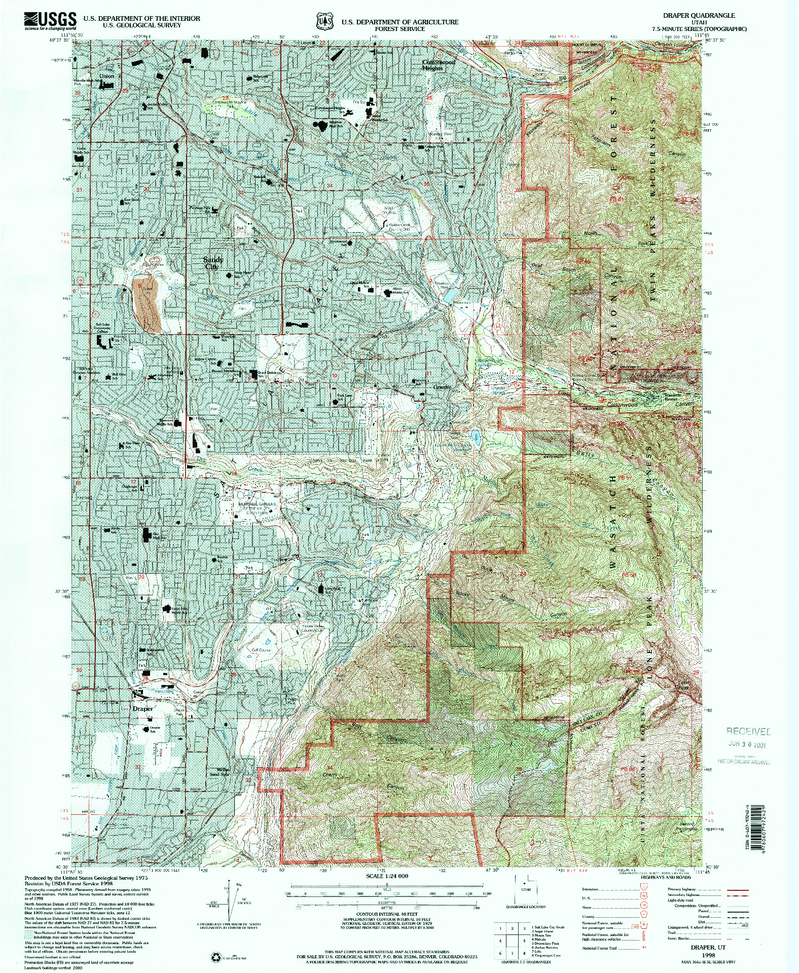 USGS 1:24000-SCALE QUADRANGLE FOR DRAPER, UT 1998