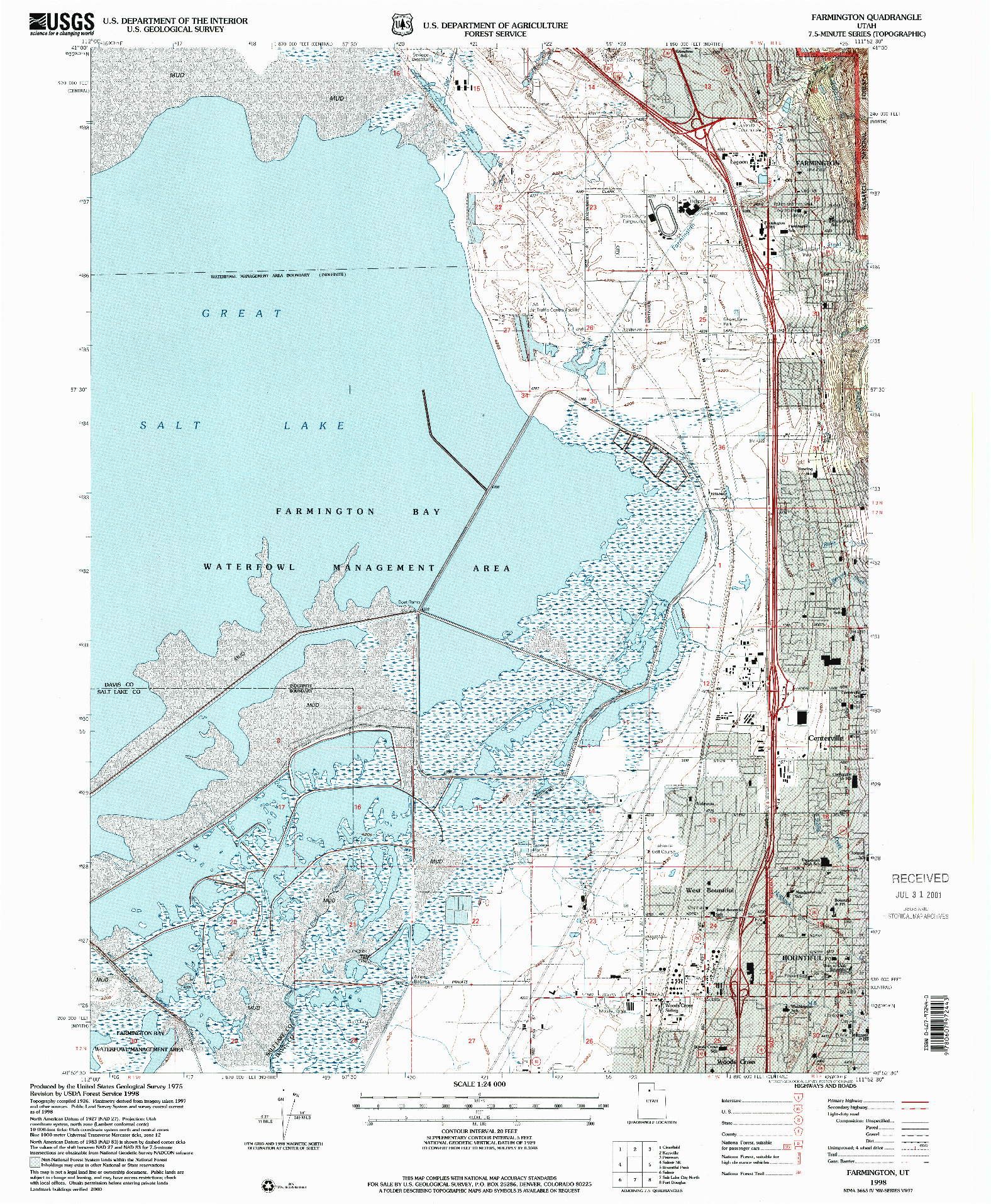 USGS 1:24000-SCALE QUADRANGLE FOR FARMINGTON, UT 1998