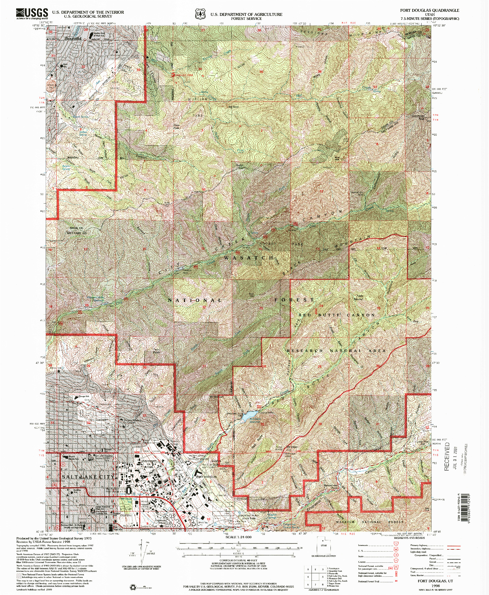 USGS 1:24000-SCALE QUADRANGLE FOR FORT DOUGLAS, UT 1998