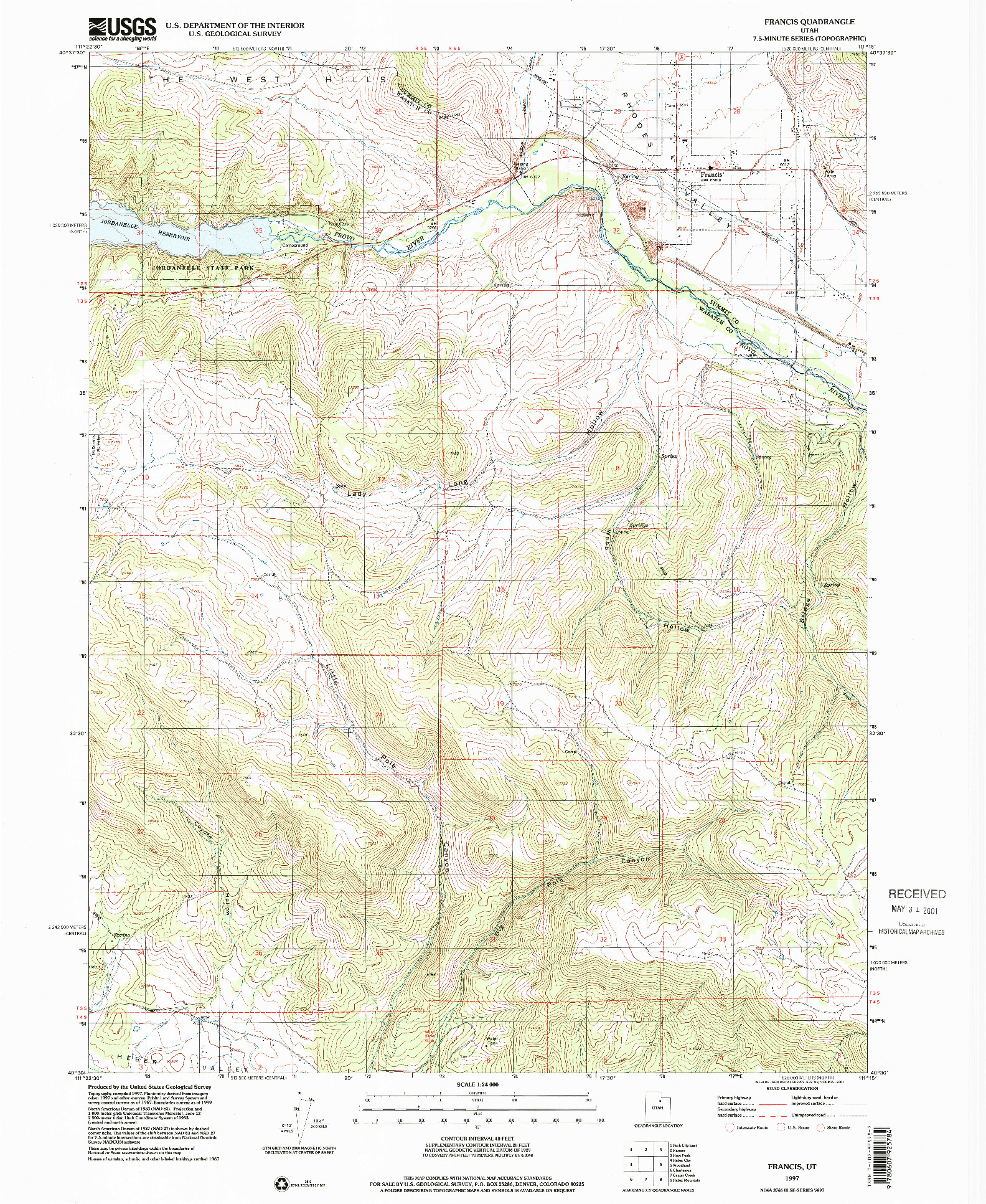 USGS 1:24000-SCALE QUADRANGLE FOR FRANCIS, UT 1997