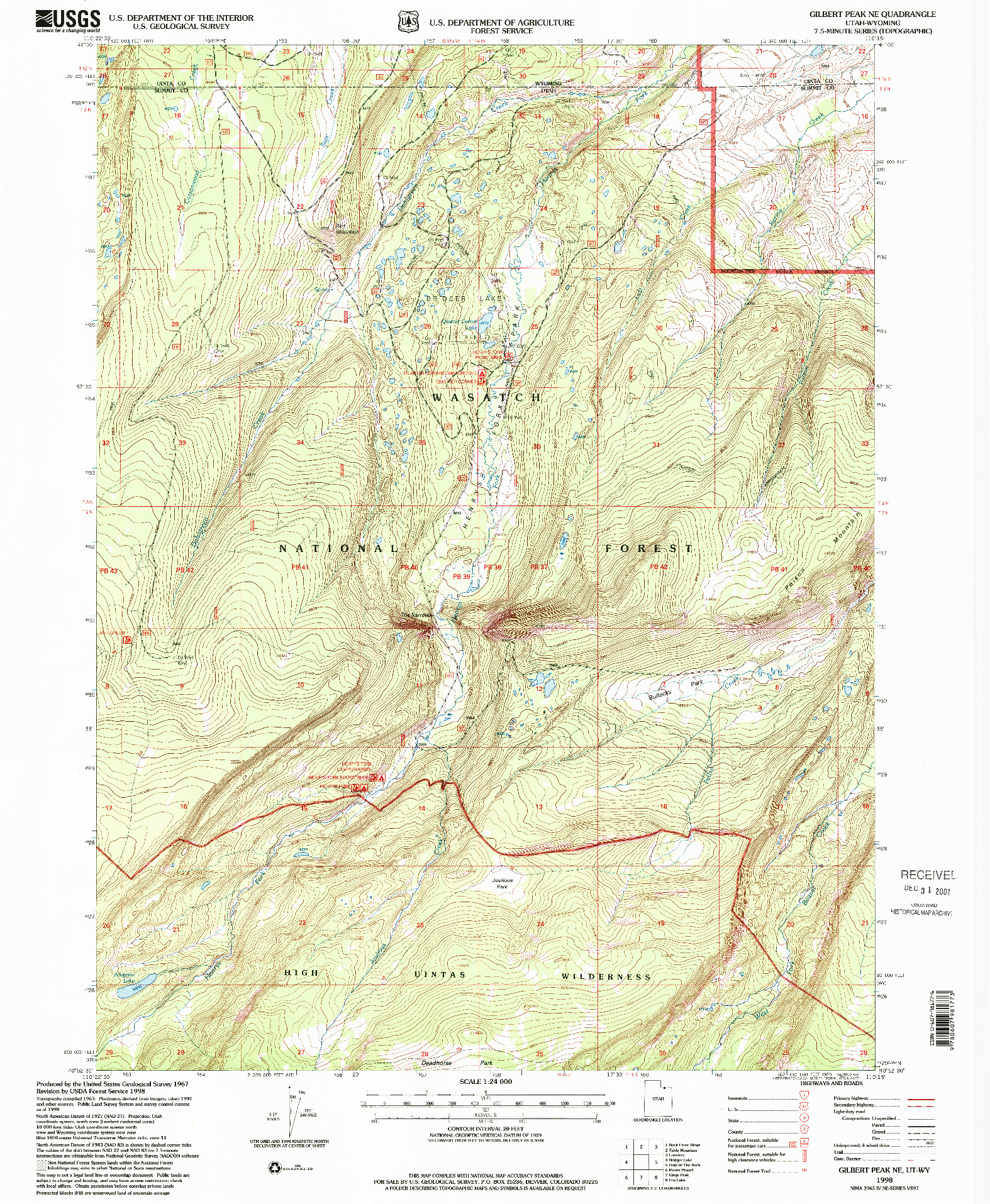 USGS 1:24000-SCALE QUADRANGLE FOR GILBERT PEAK NE, UT 1998