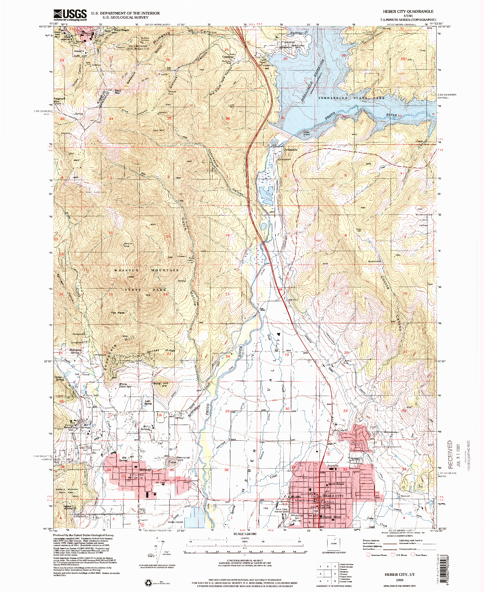 USGS 1:24000-SCALE QUADRANGLE FOR HEBER CITY, UT 1999