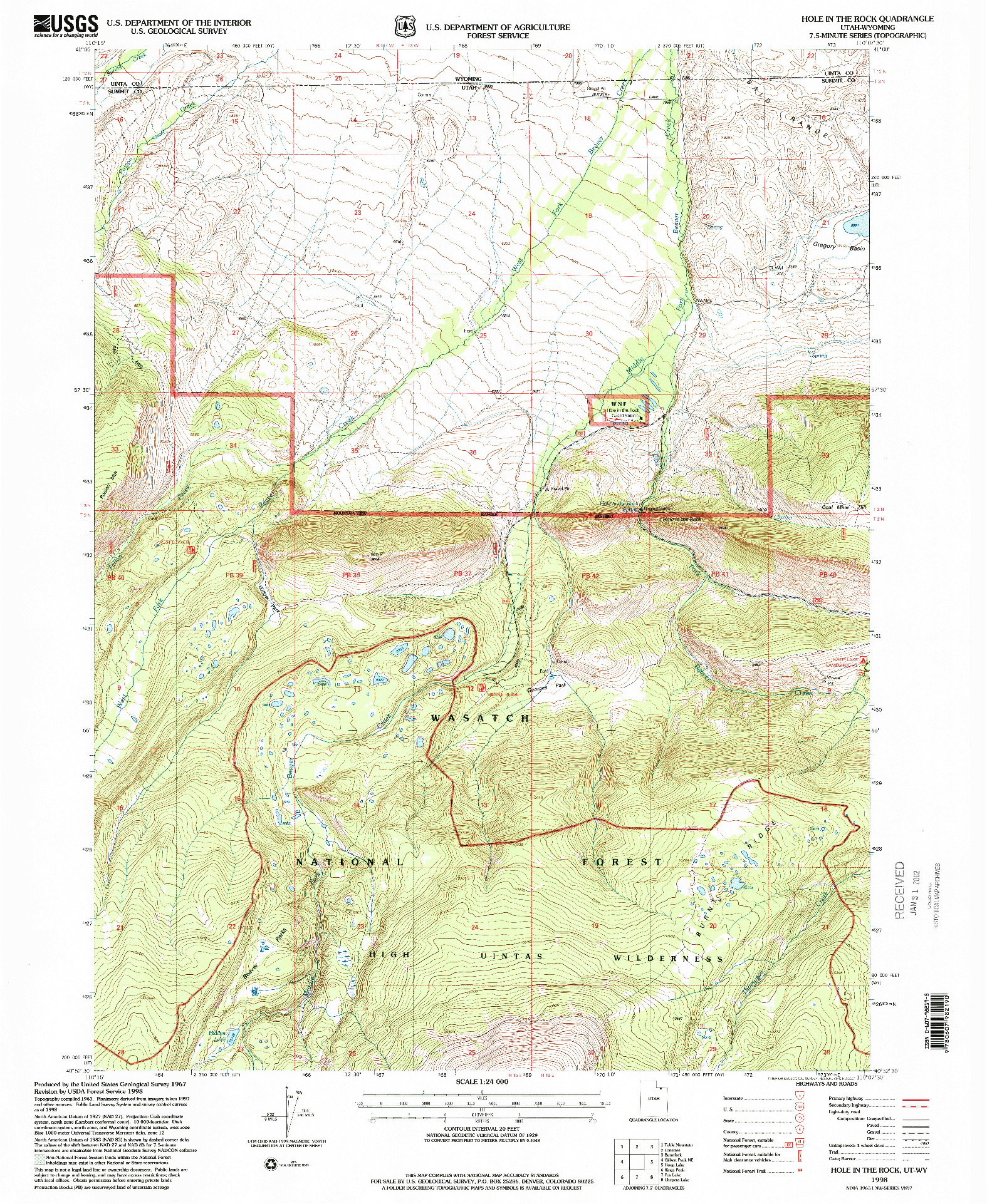 USGS 1:24000-SCALE QUADRANGLE FOR HOLE IN THE ROCK, UT 1998