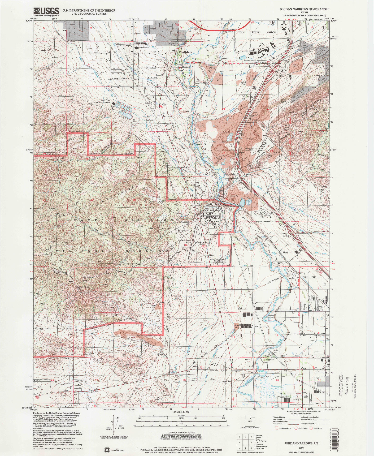 USGS 1:24000-SCALE QUADRANGLE FOR JORDAN NARROWS, UT 1999