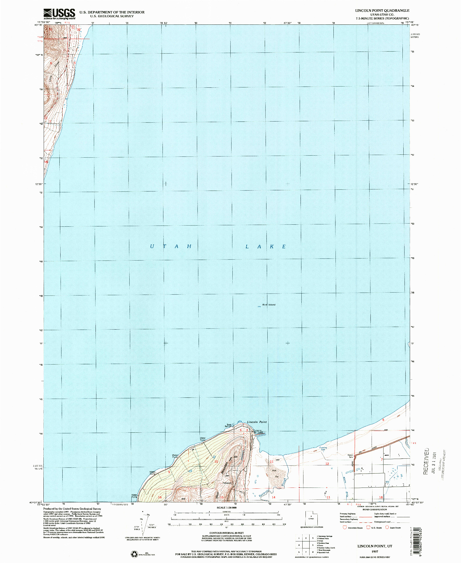 USGS 1:24000-SCALE QUADRANGLE FOR LINCOLN POINT, UT 1997