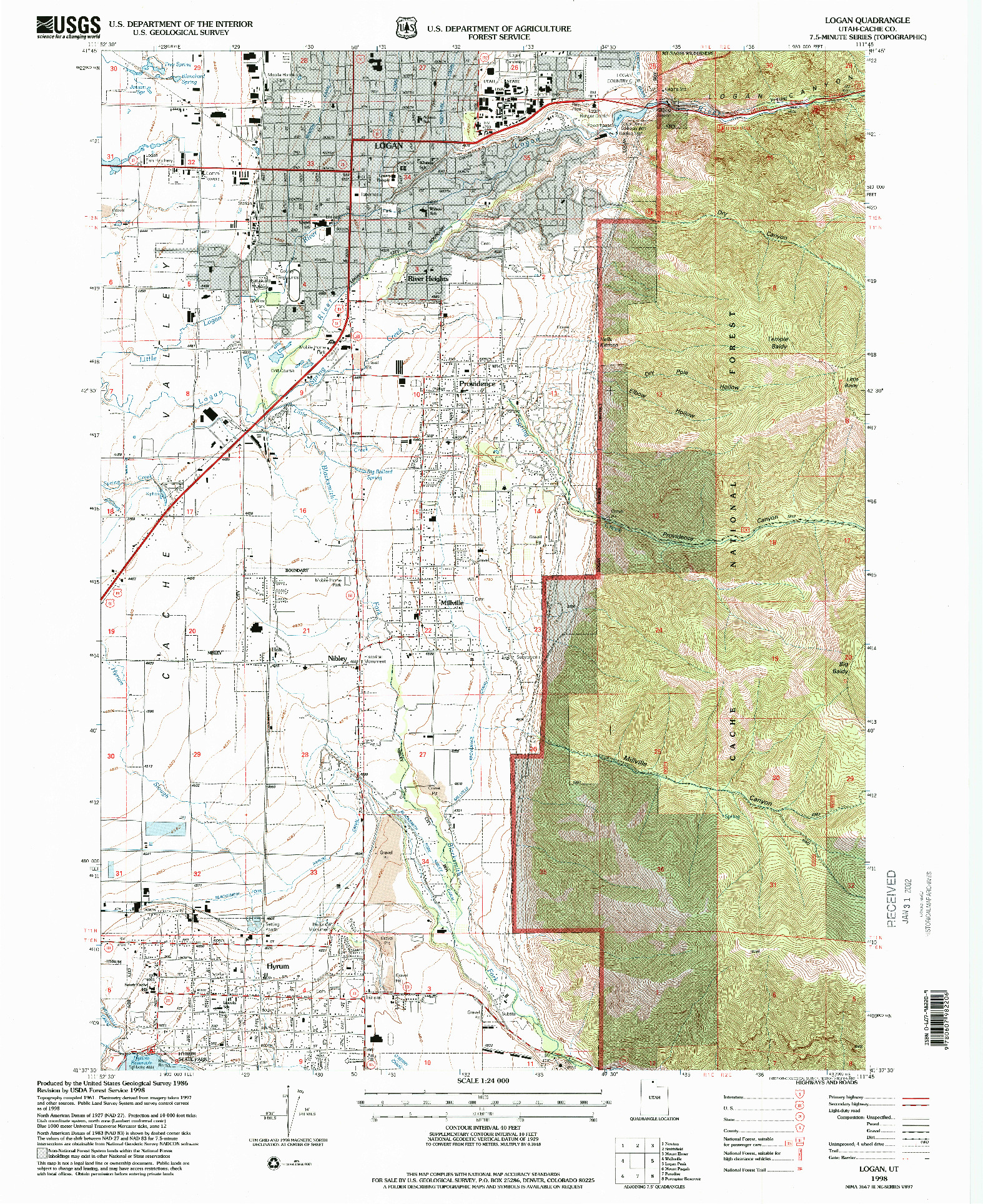 USGS 1:24000-SCALE QUADRANGLE FOR LOGAN, UT 1998