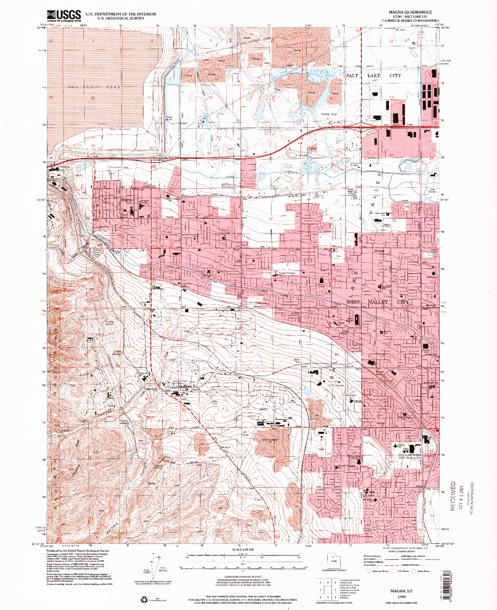 USGS 1:24000-SCALE QUADRANGLE FOR MAGNA, UT 1999