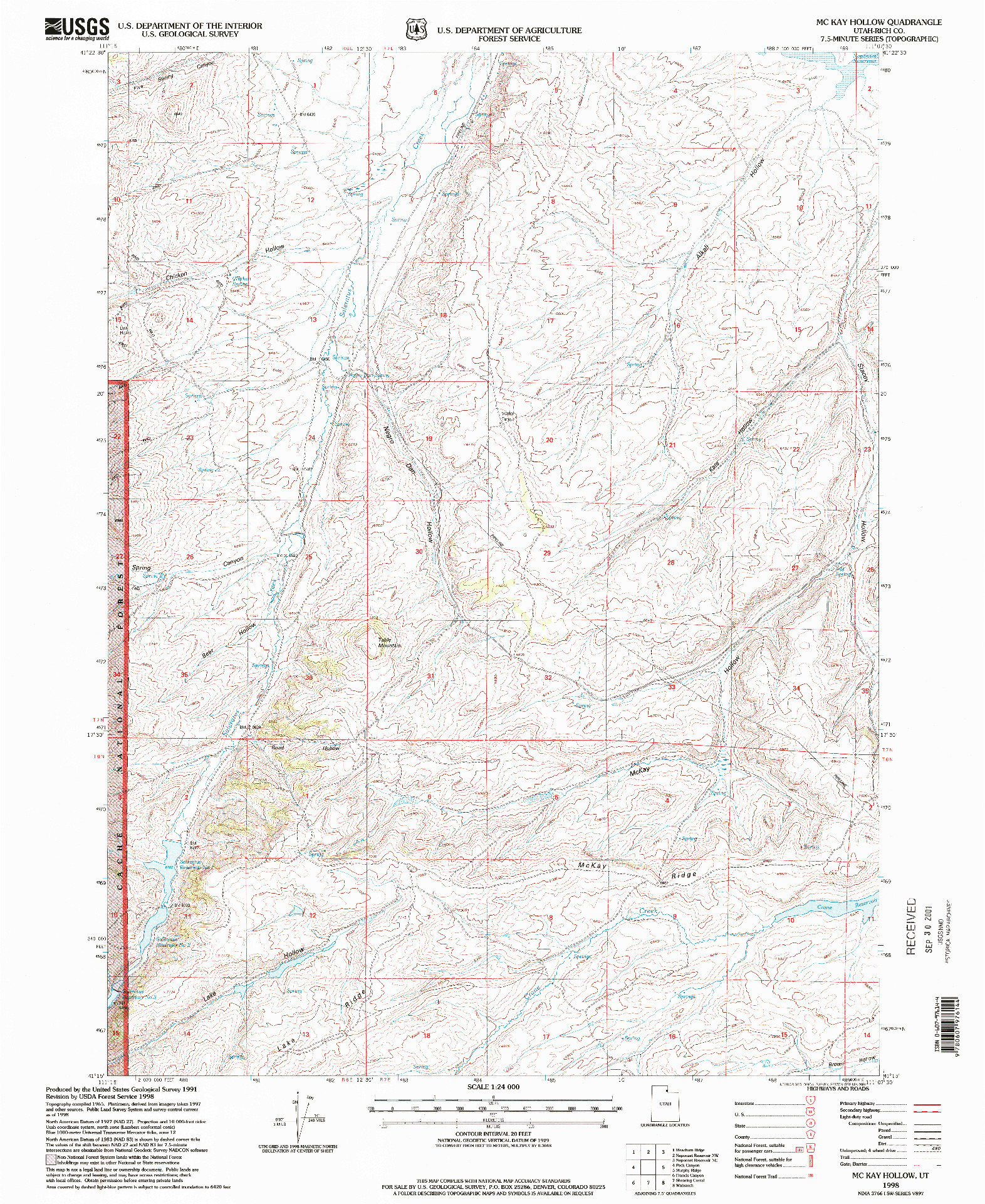 USGS 1:24000-SCALE QUADRANGLE FOR MC KAY HOLLOW, UT 1998