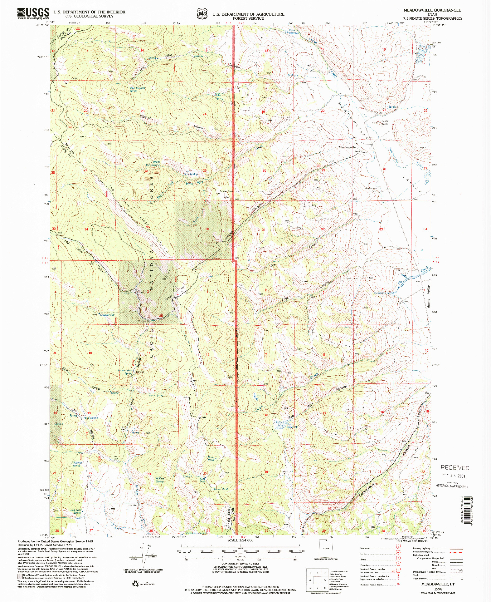 USGS 1:24000-SCALE QUADRANGLE FOR MEADOWVILLE, UT 1998