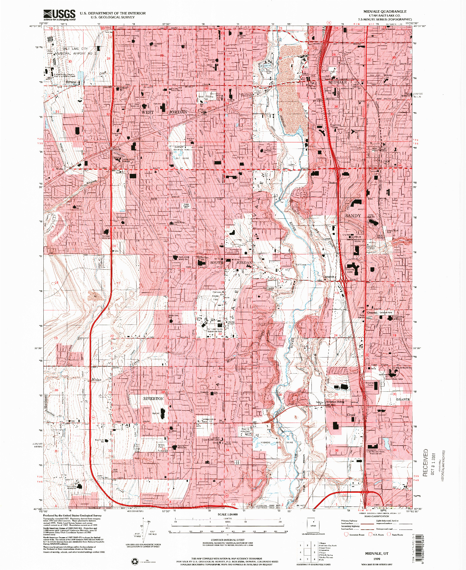 USGS 1:24000-SCALE QUADRANGLE FOR MIDVALE, UT 1999