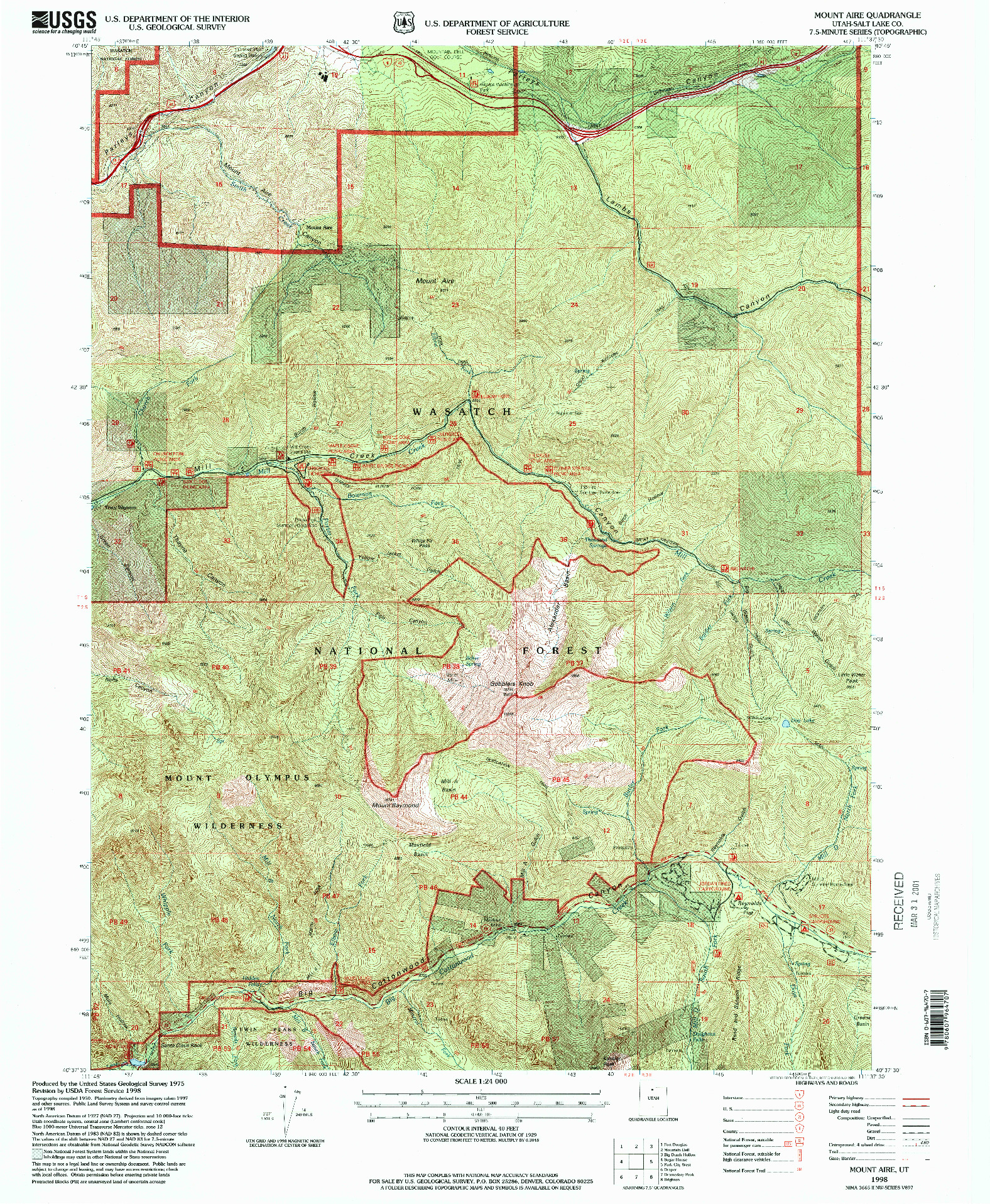 USGS 1:24000-SCALE QUADRANGLE FOR MOUNT AIRE, UT 1998