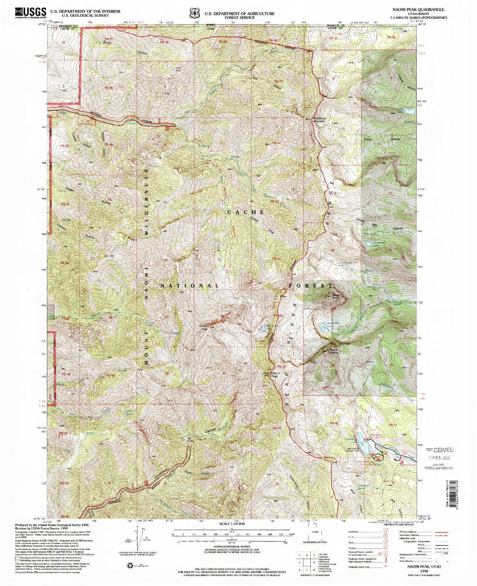 USGS 1:24000-SCALE QUADRANGLE FOR NAOMI PEAK, UT 1998